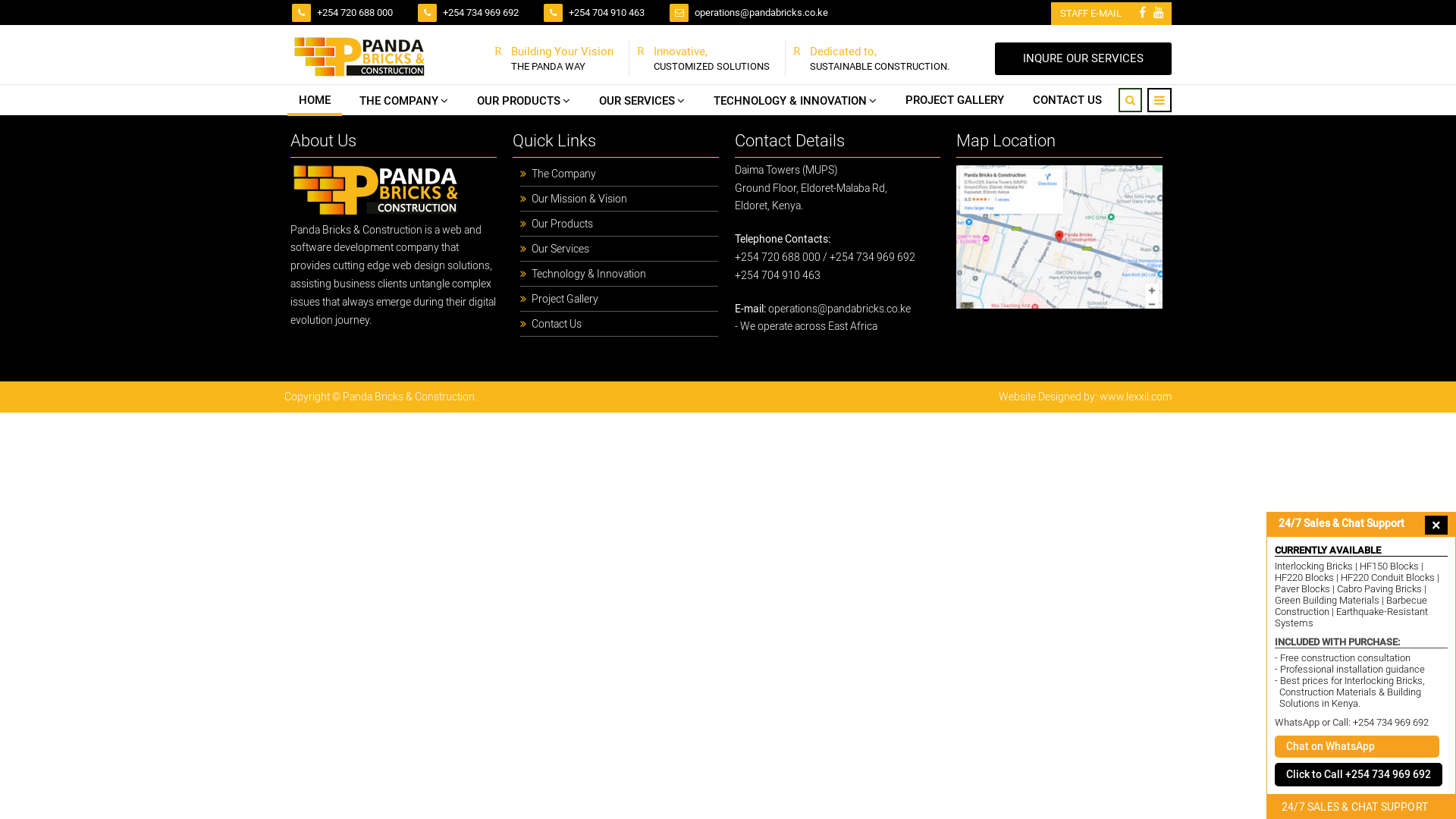 website screenshot of https://pandabricks.co.ke/