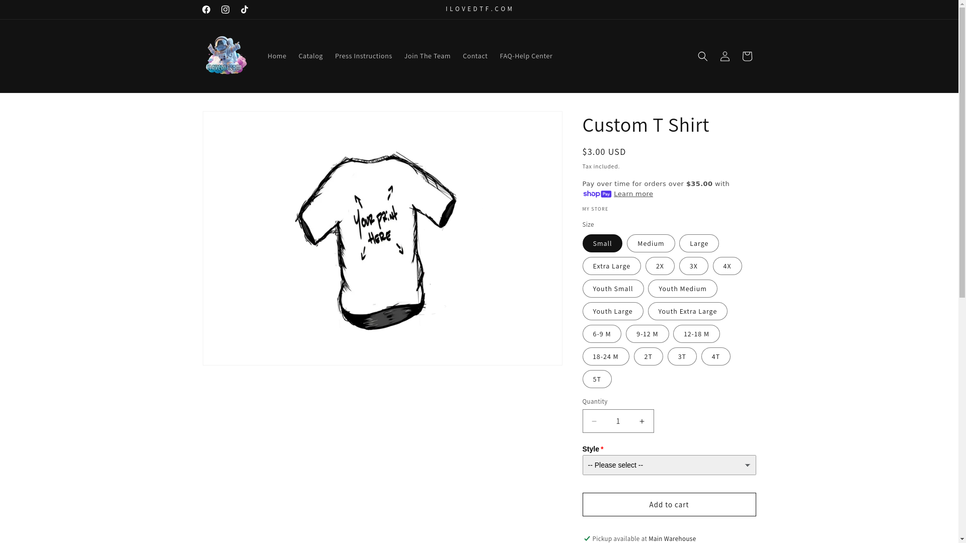 website screenshot of https://ilovecustomshirt.com/