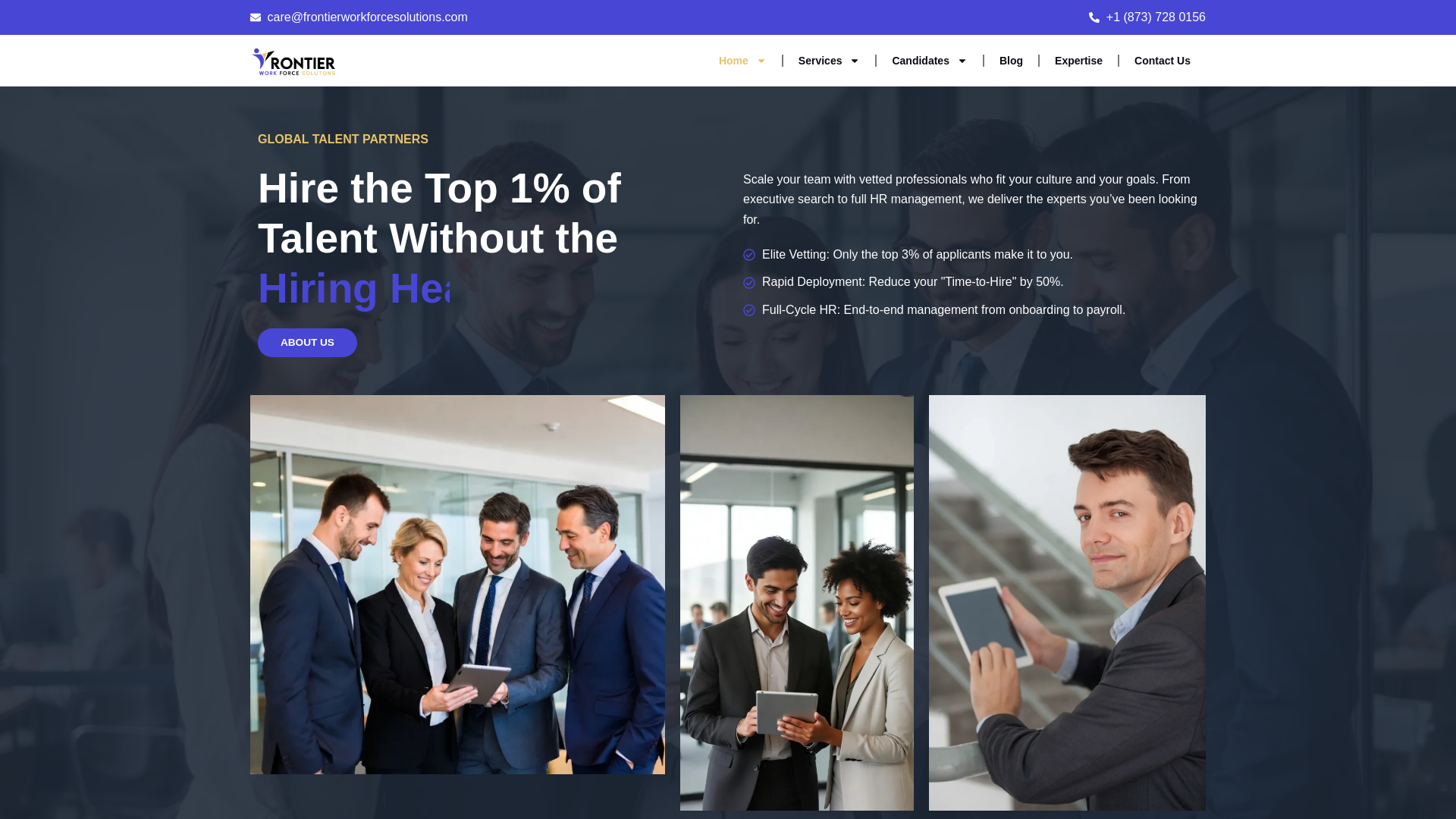 website screenshot of https://frontierworkforcesolutions.com/
