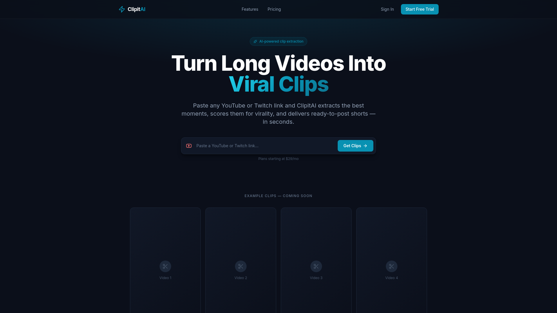 website screenshot of https://clipitai.co/