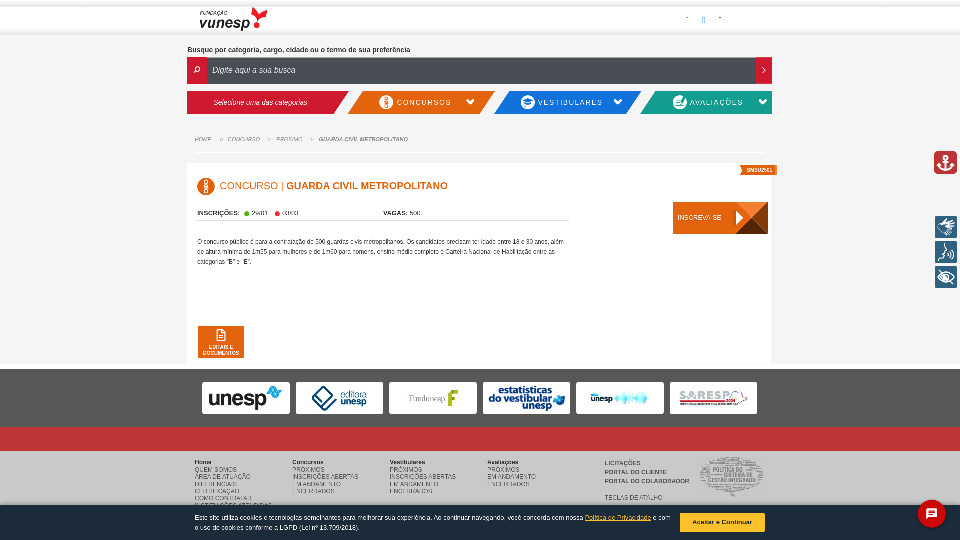 website screenshot of https://acessometropolitanagcm.site/