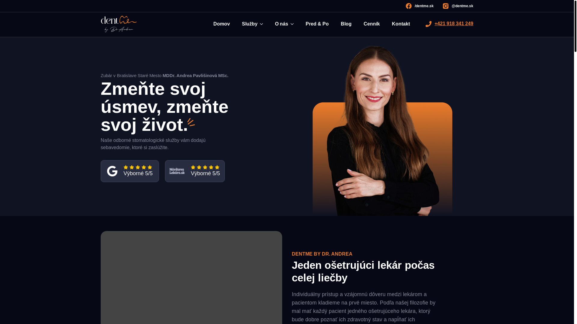 website screenshot of https://zubneimplantatykomarno.sk/