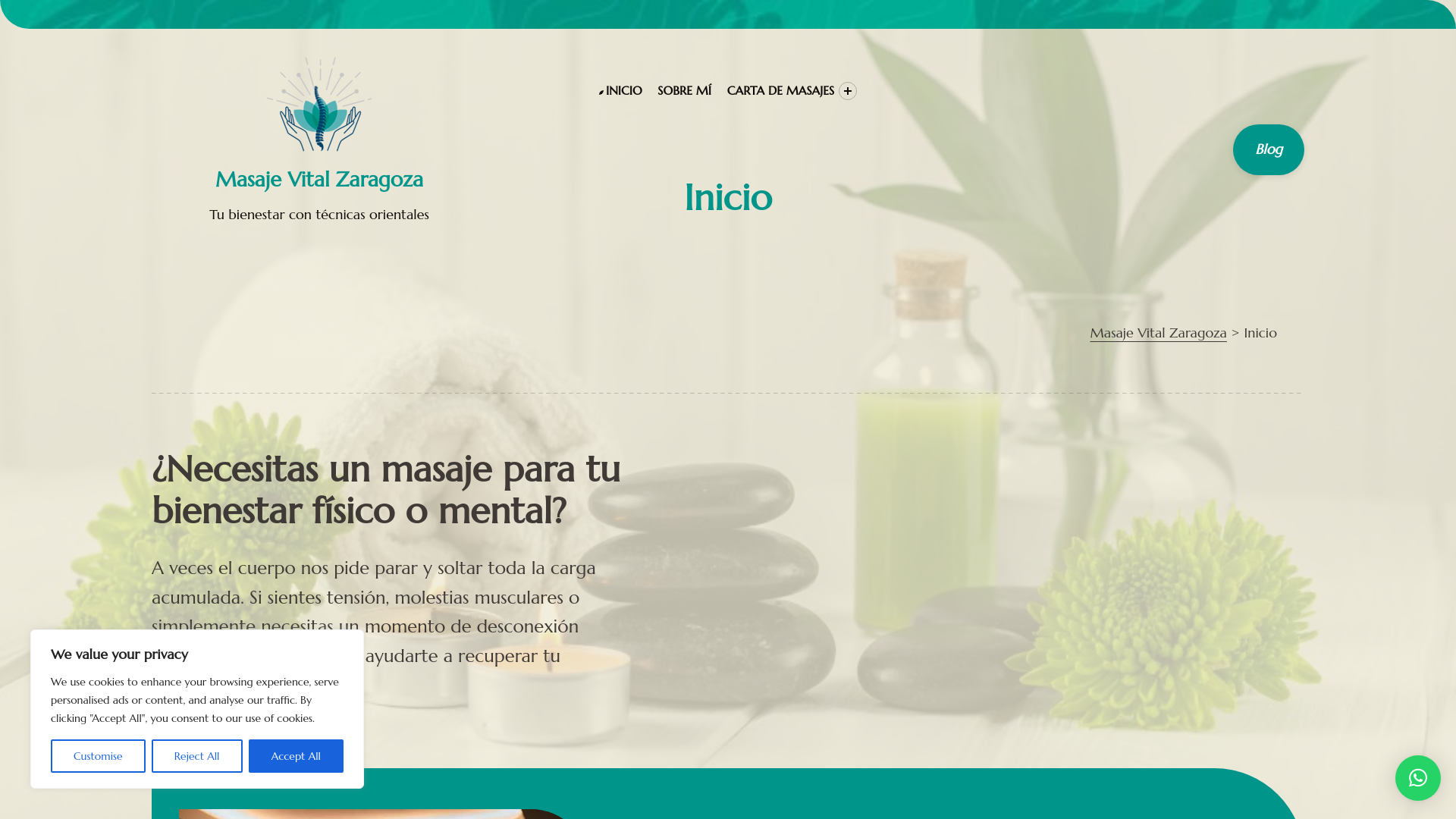 website screenshot of https://masajevitalzaragoza.com/