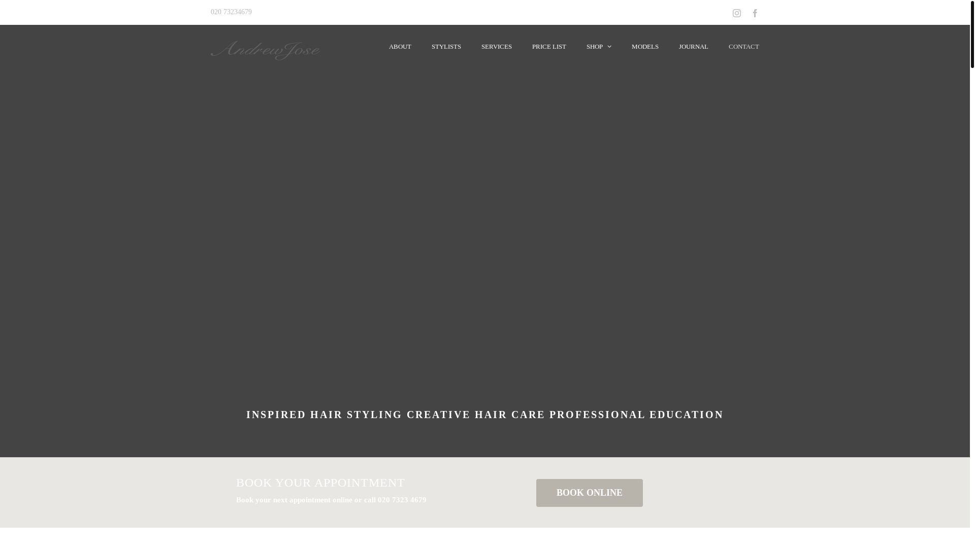 website screenshot of https://andrewjosesalon.co.uk/