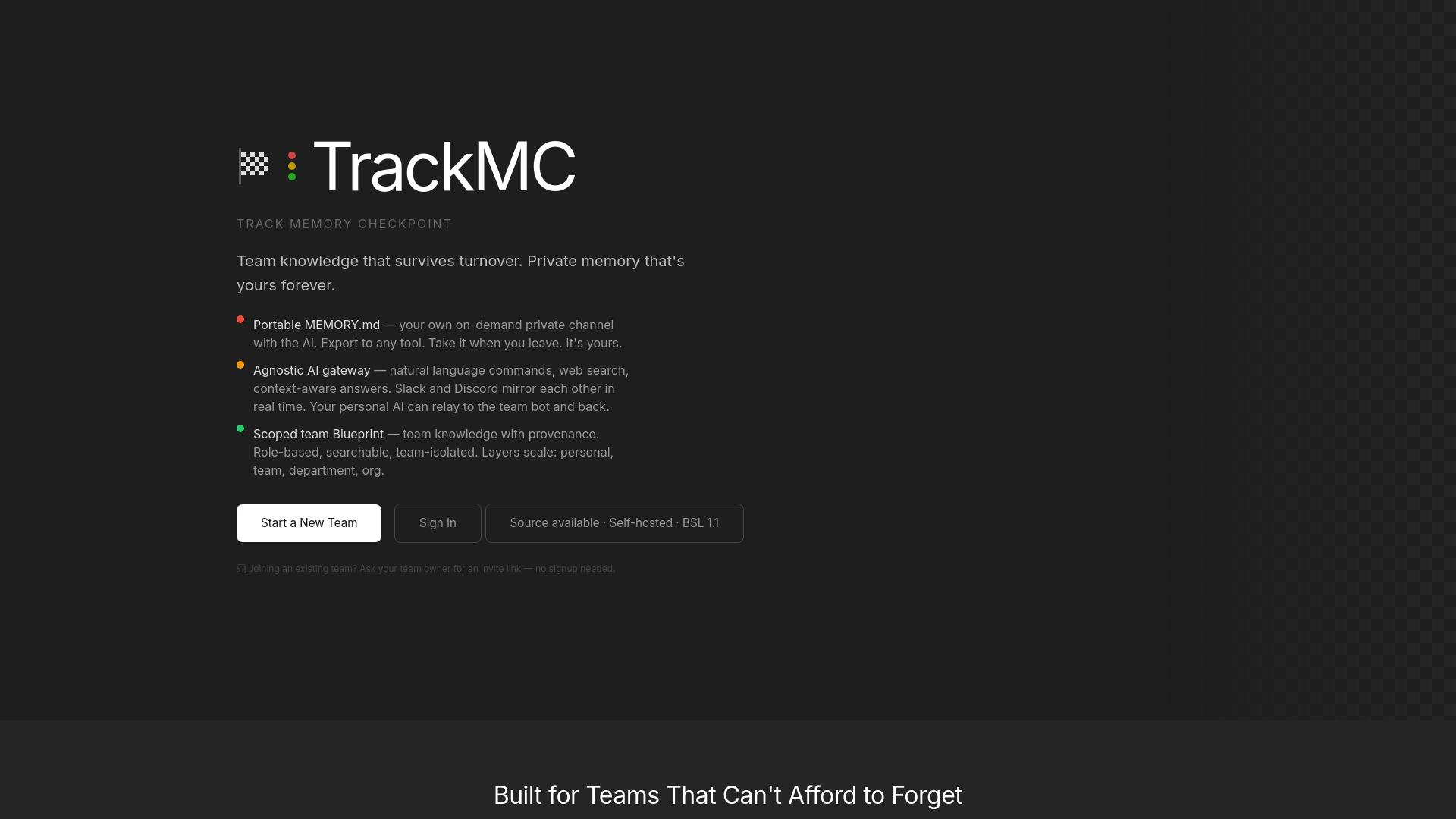 website screenshot of https://trackmc.ai/