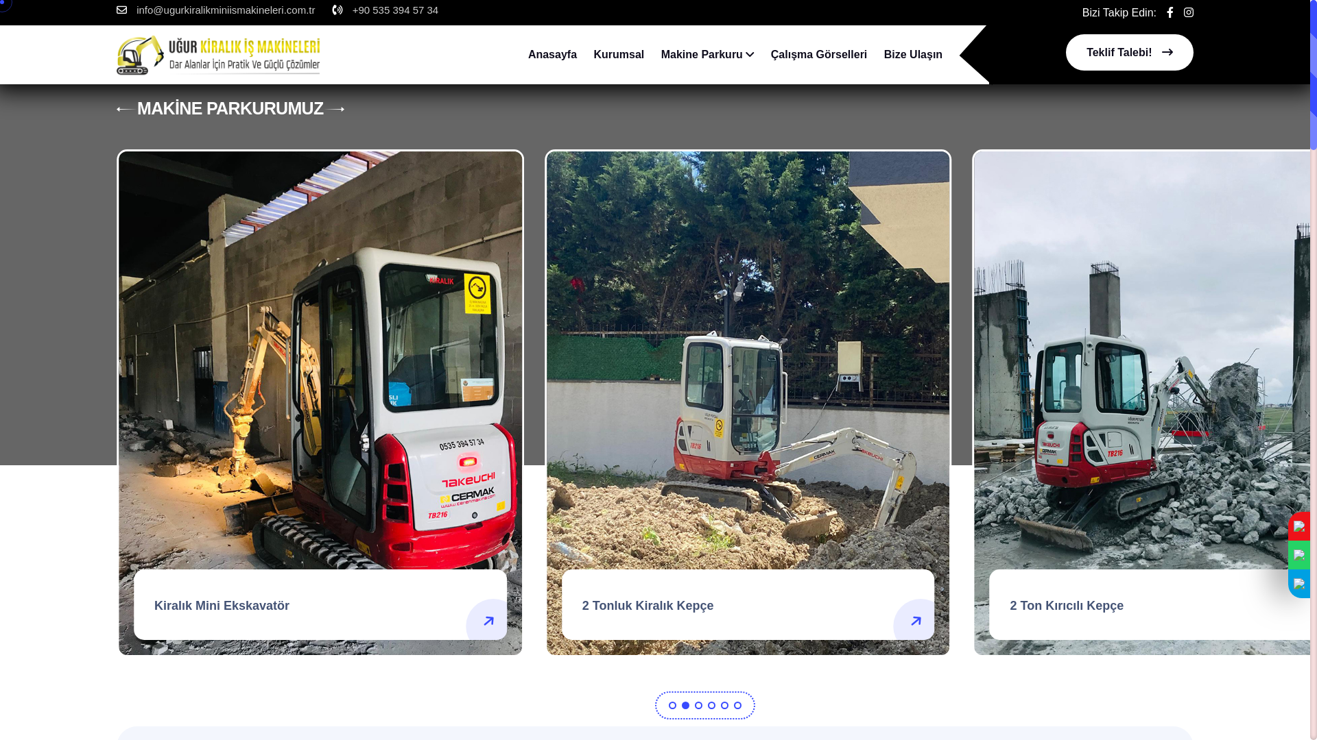 website screenshot of https://ugurkiralikminiismakineleri.com.tr/