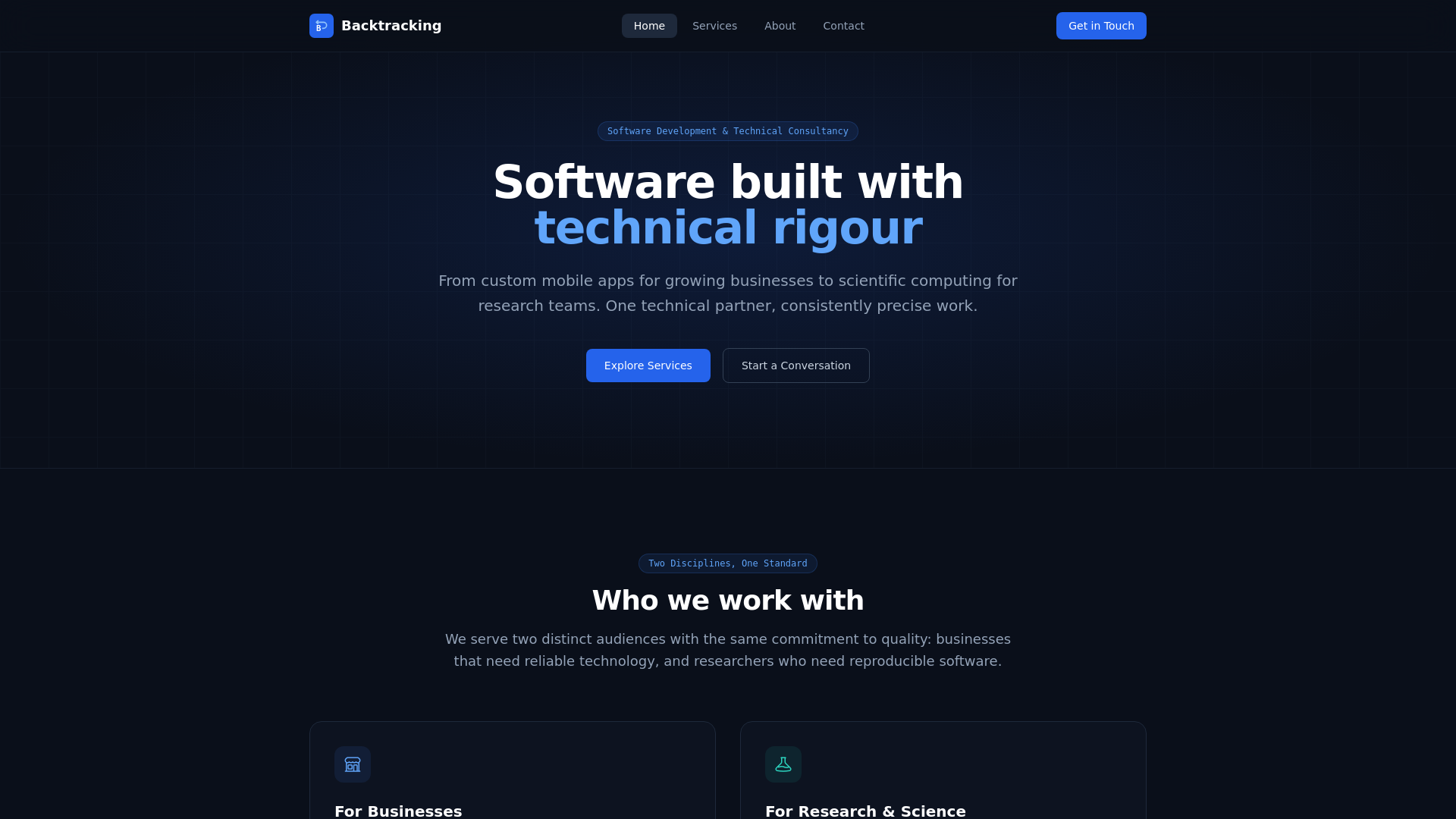 website screenshot of https://backtrackingltd.co.uk/