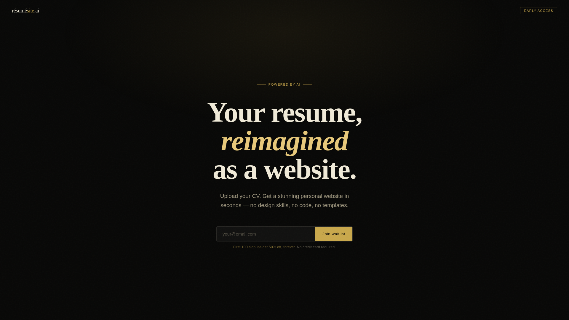 website screenshot of https://resumesite.ai/