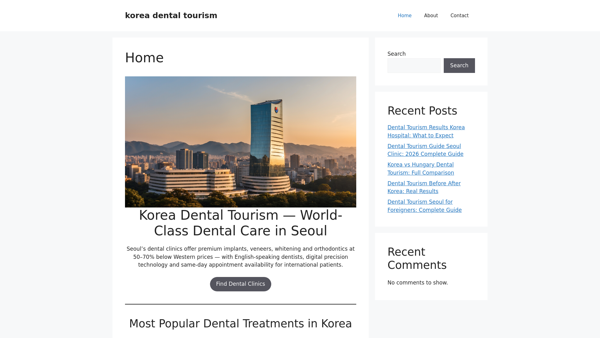 website screenshot of https://koreadentaltourism.com