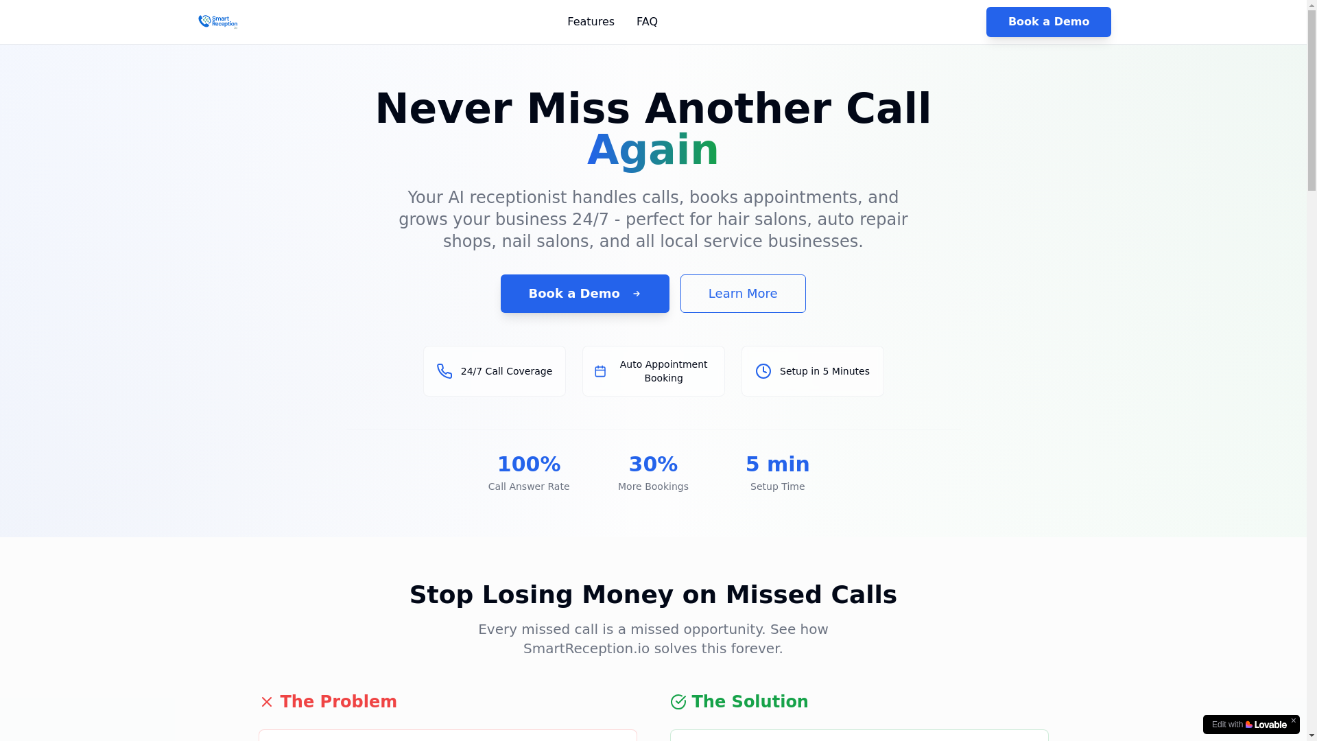 website screenshot of https://smartreception.io/