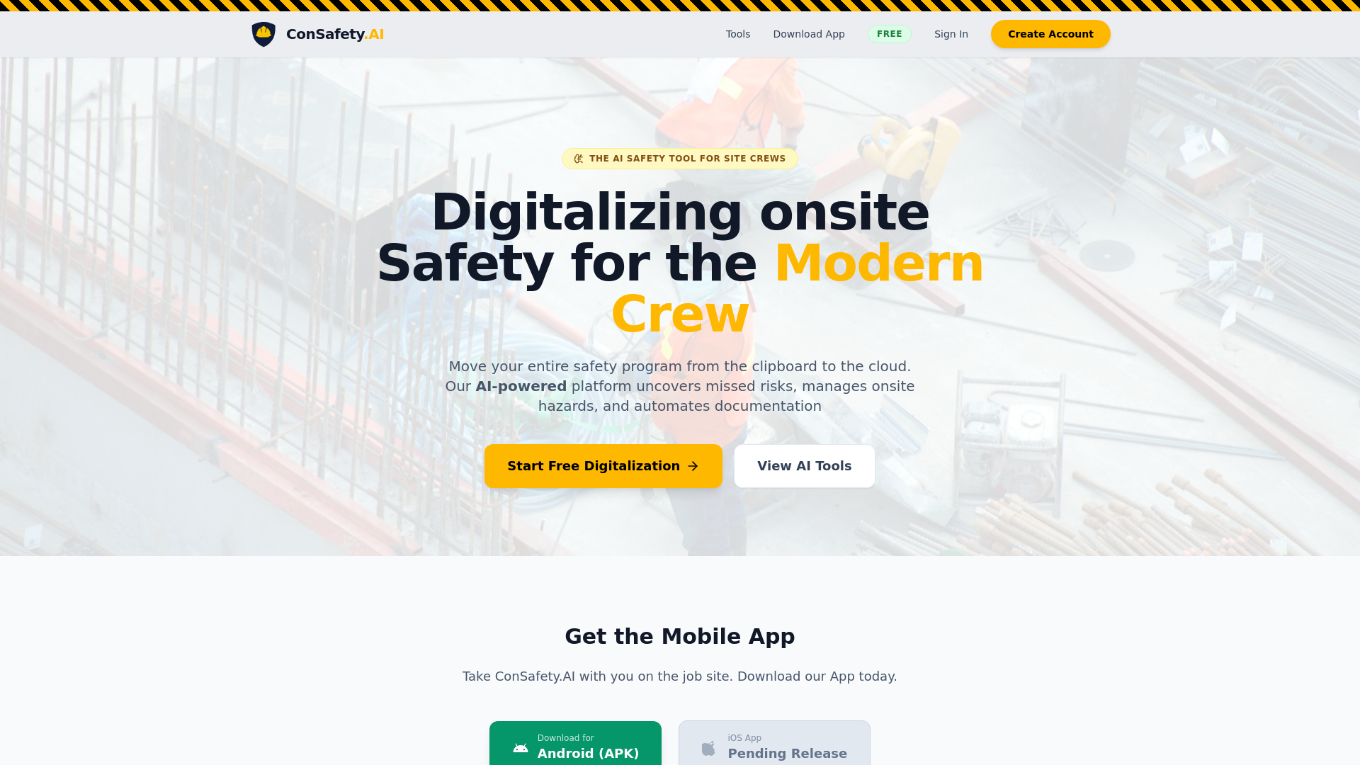 website screenshot of https://consafetyai.com