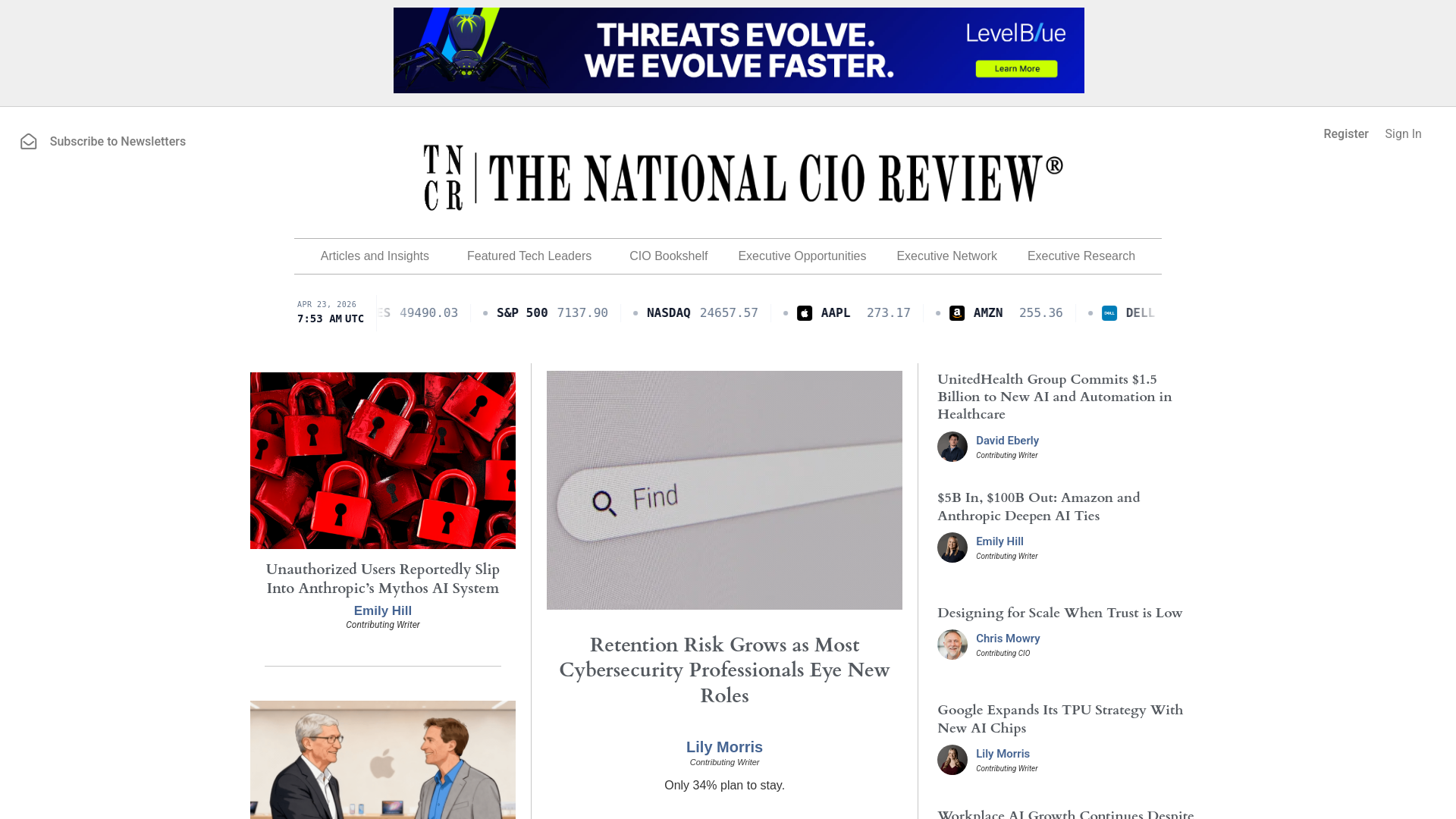 website screenshot of https://nationalcioreview.com/