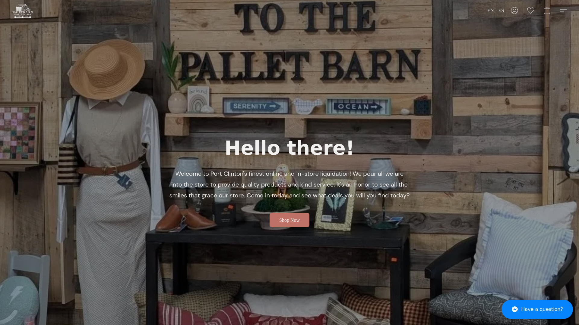 website screenshot of https://pallet-barn-liquidations.com