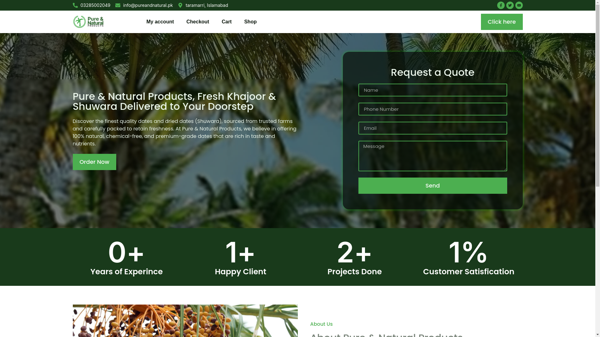 website screenshot of https://pureandnatural.pk/