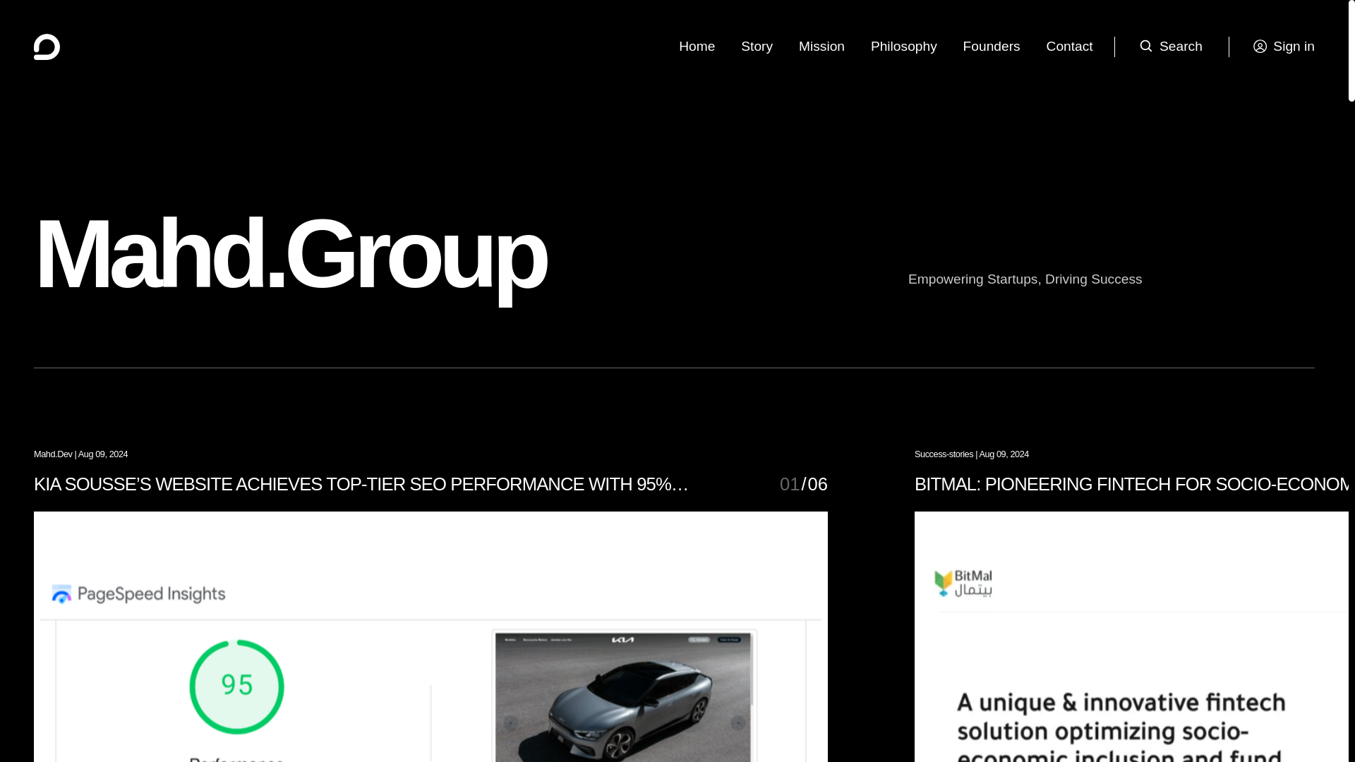 website screenshot of https://mahd.group/