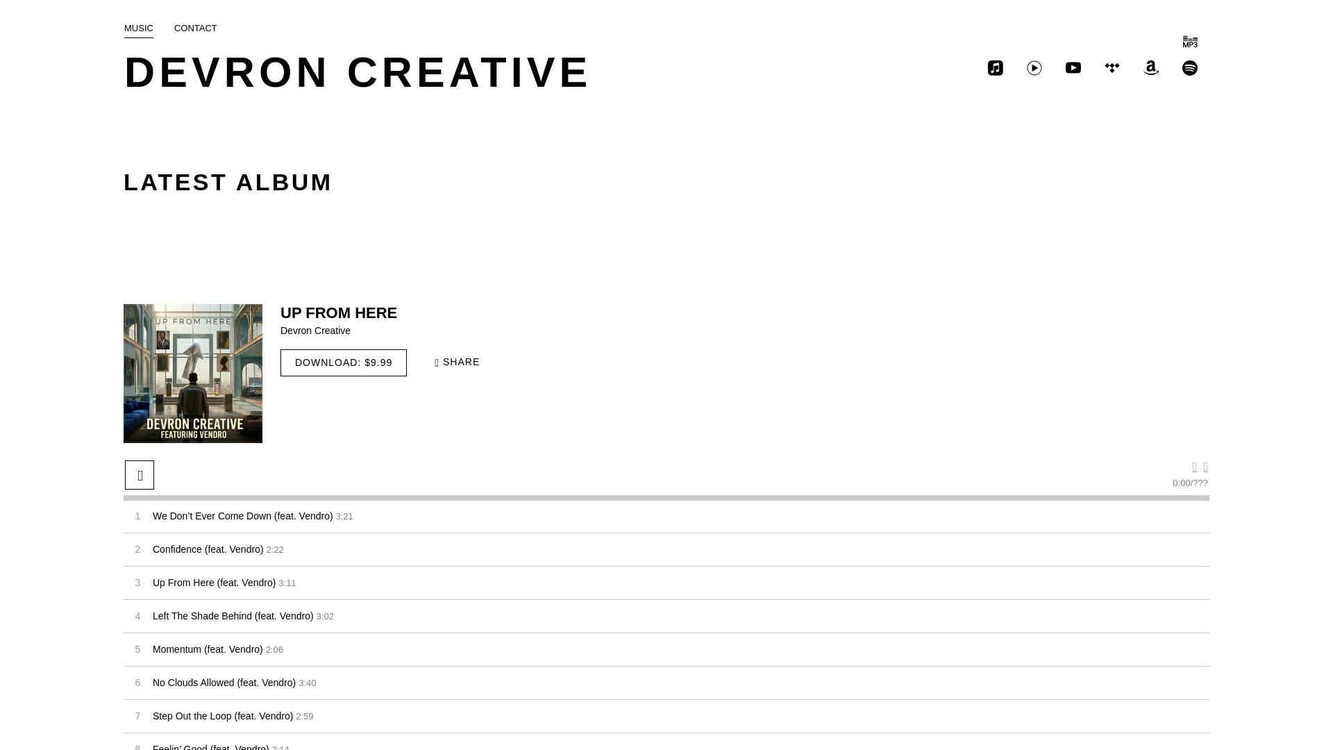 website screenshot of https://devroncreative.com/