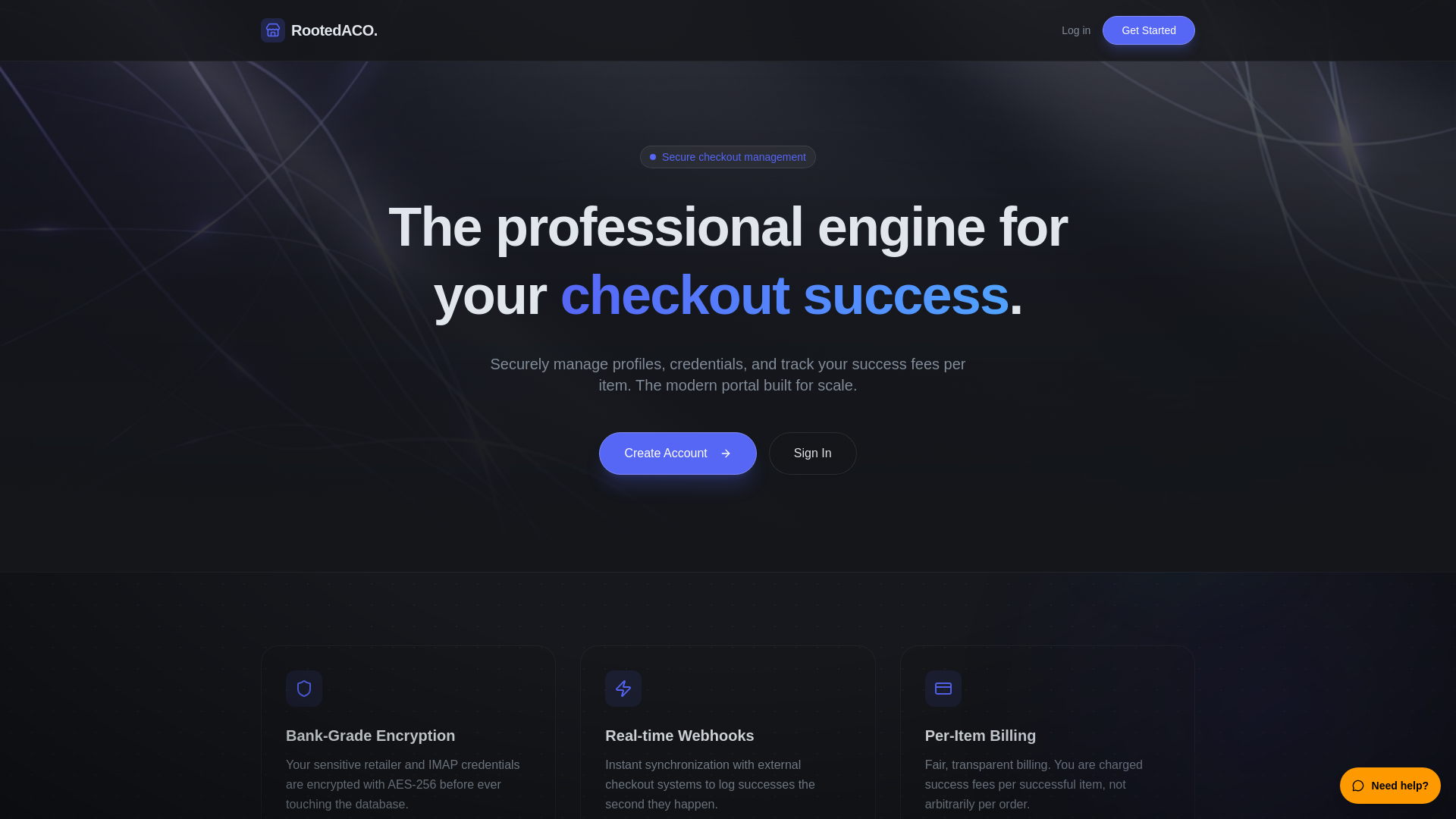 website screenshot of https://rootedaco.com/