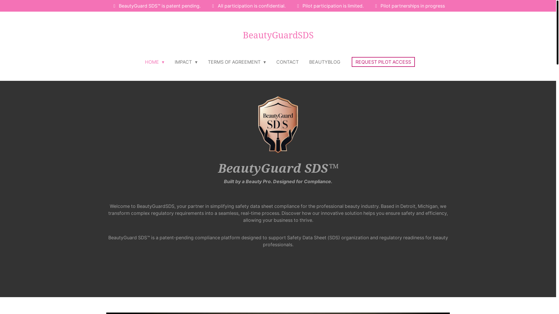 website screenshot of https://beautyguard-sds.com/