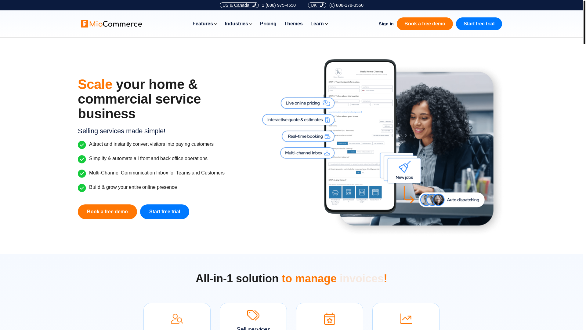 website screenshot of https://miocommerceexpertise.com/
