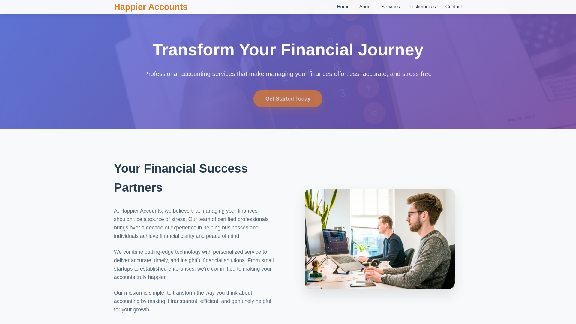 website screenshot of https://happieraccounts.com/