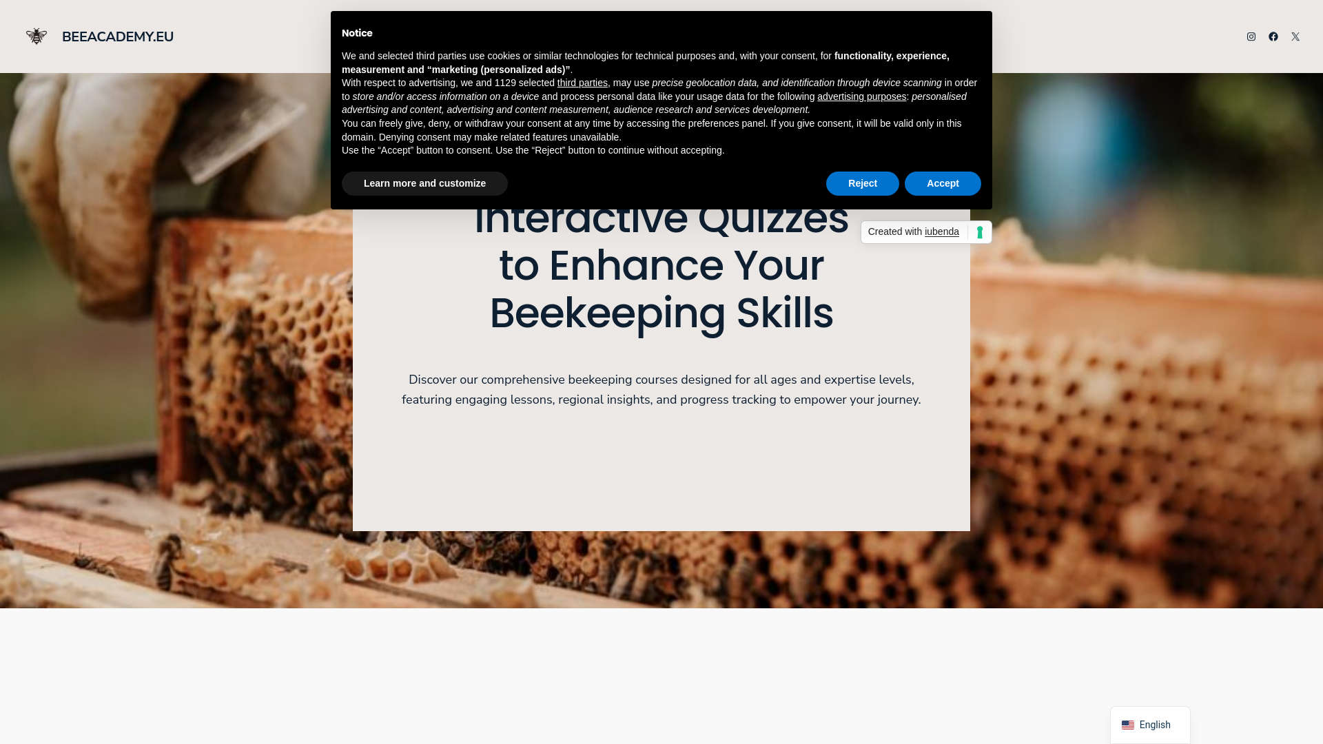 website screenshot of https://beeacademy.eu/