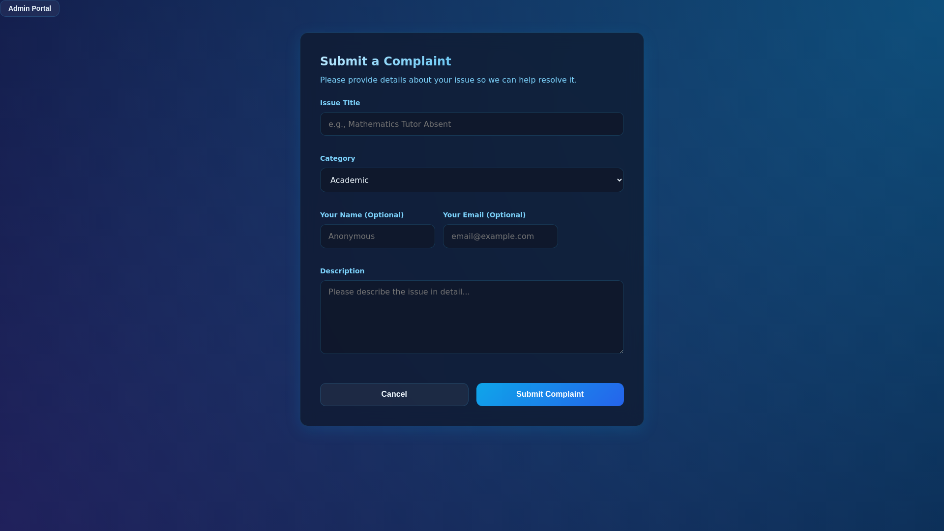 website screenshot of https://ctc-complaints-system.pages.dev/