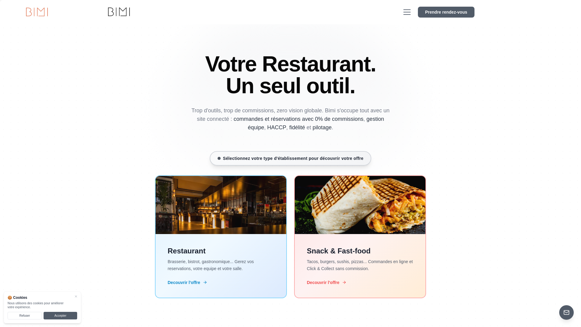 website screenshot of https://bimi-restaurant.com