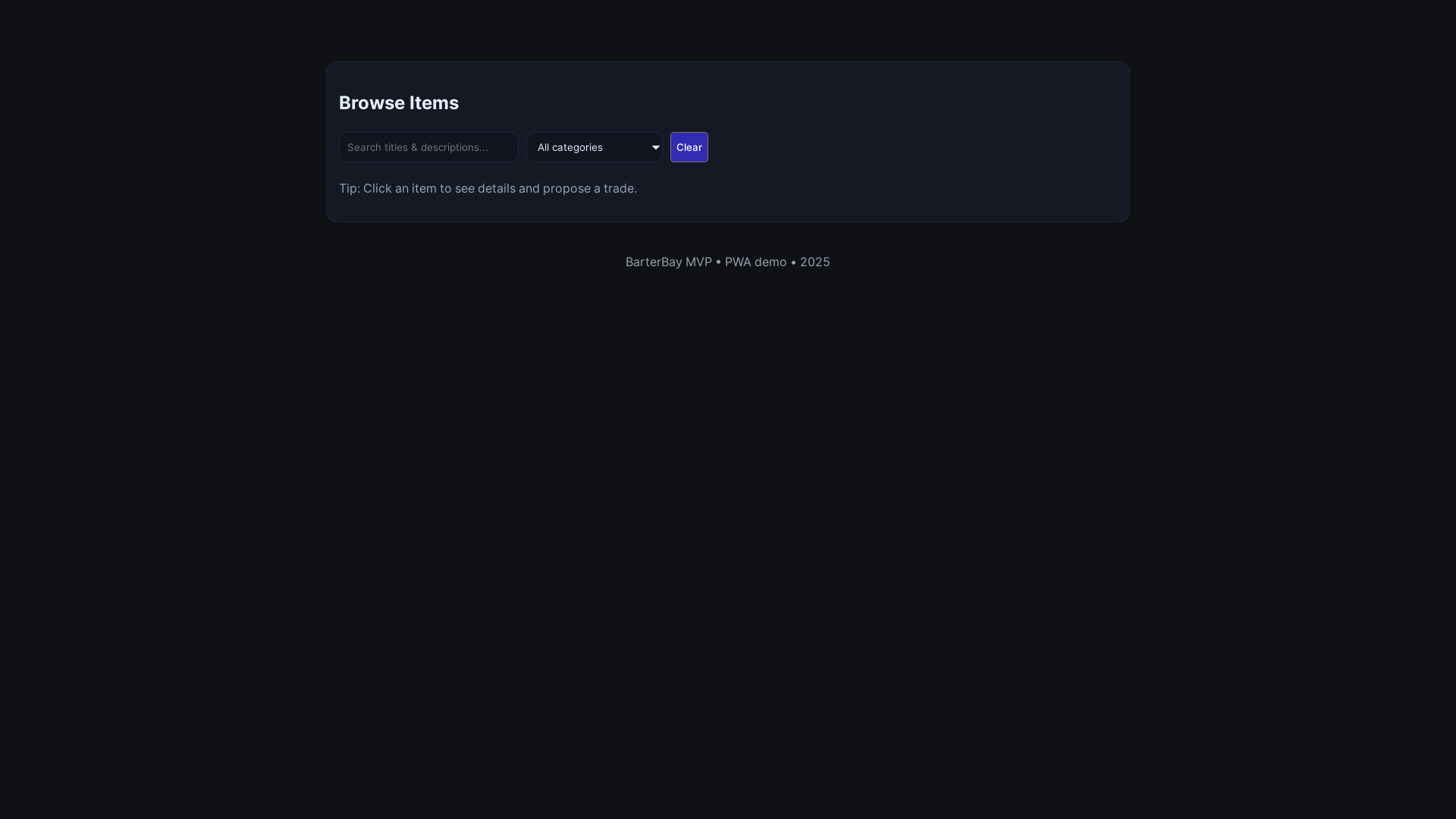 website screenshot of https://barterbaytrade.com/