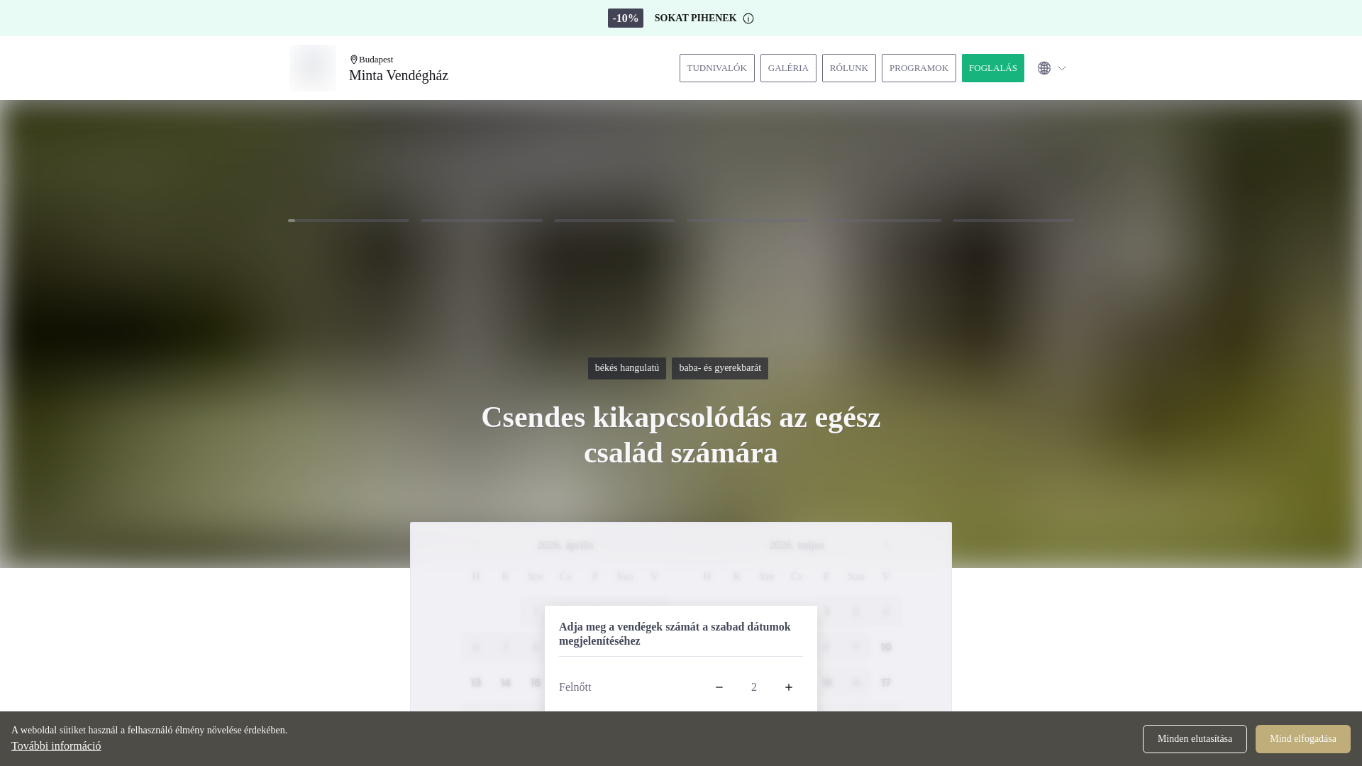 website screenshot of https://mintavendeghazbudapest.hu