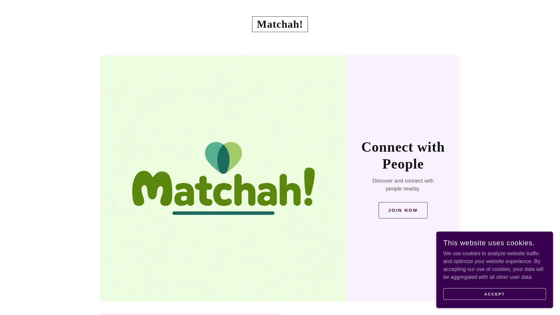 website screenshot of https://matchah.life/