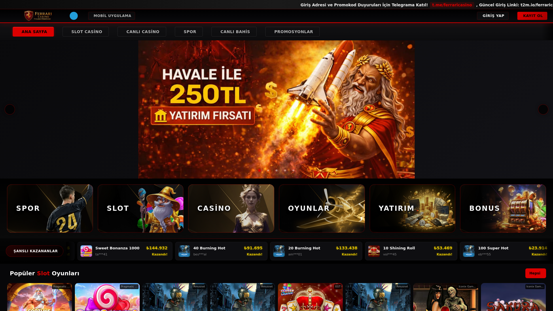 website screenshot of https://ferraricasino377.info/