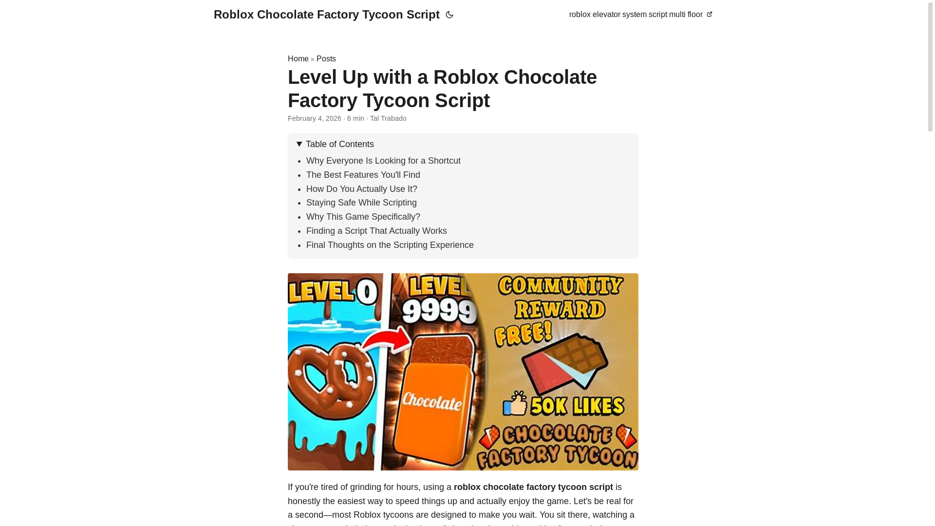 website screenshot of https://roblox-chocolate-factory-tycoon-script.pages.dev/