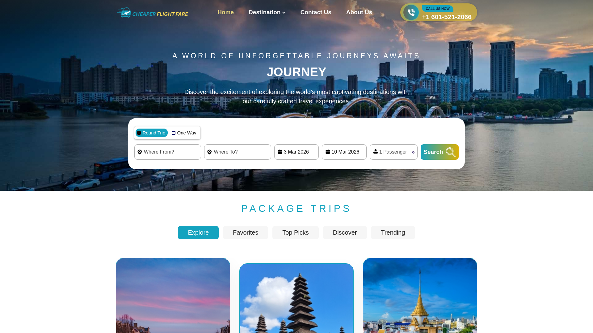 website screenshot of https://cheaperflightsfare.com/