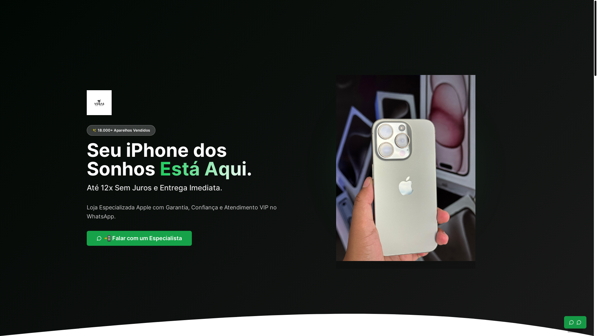 website screenshot of https://vegascellshoping.com.br/