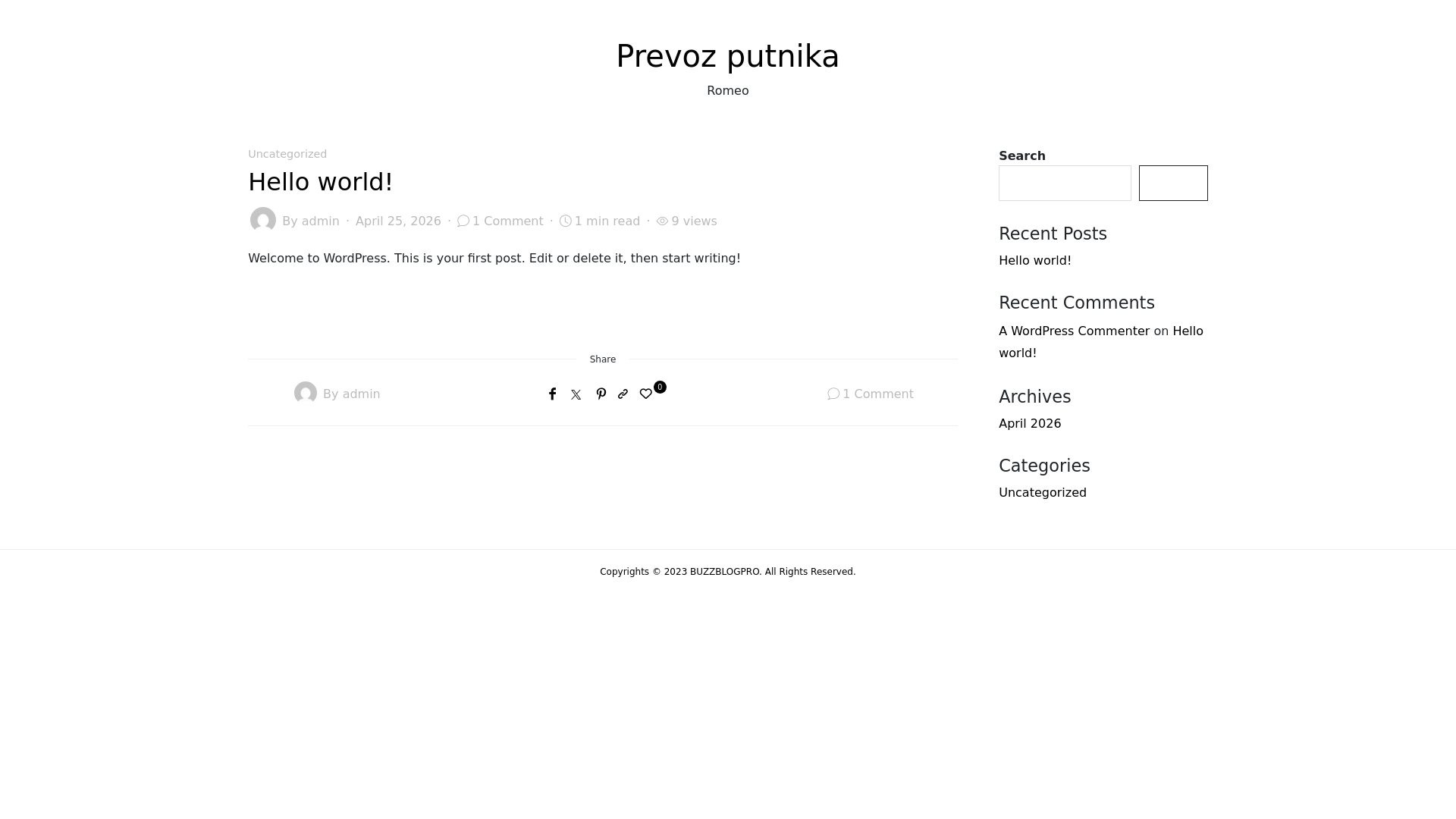 website screenshot of https://romeo-prevoz-putnika.rs/