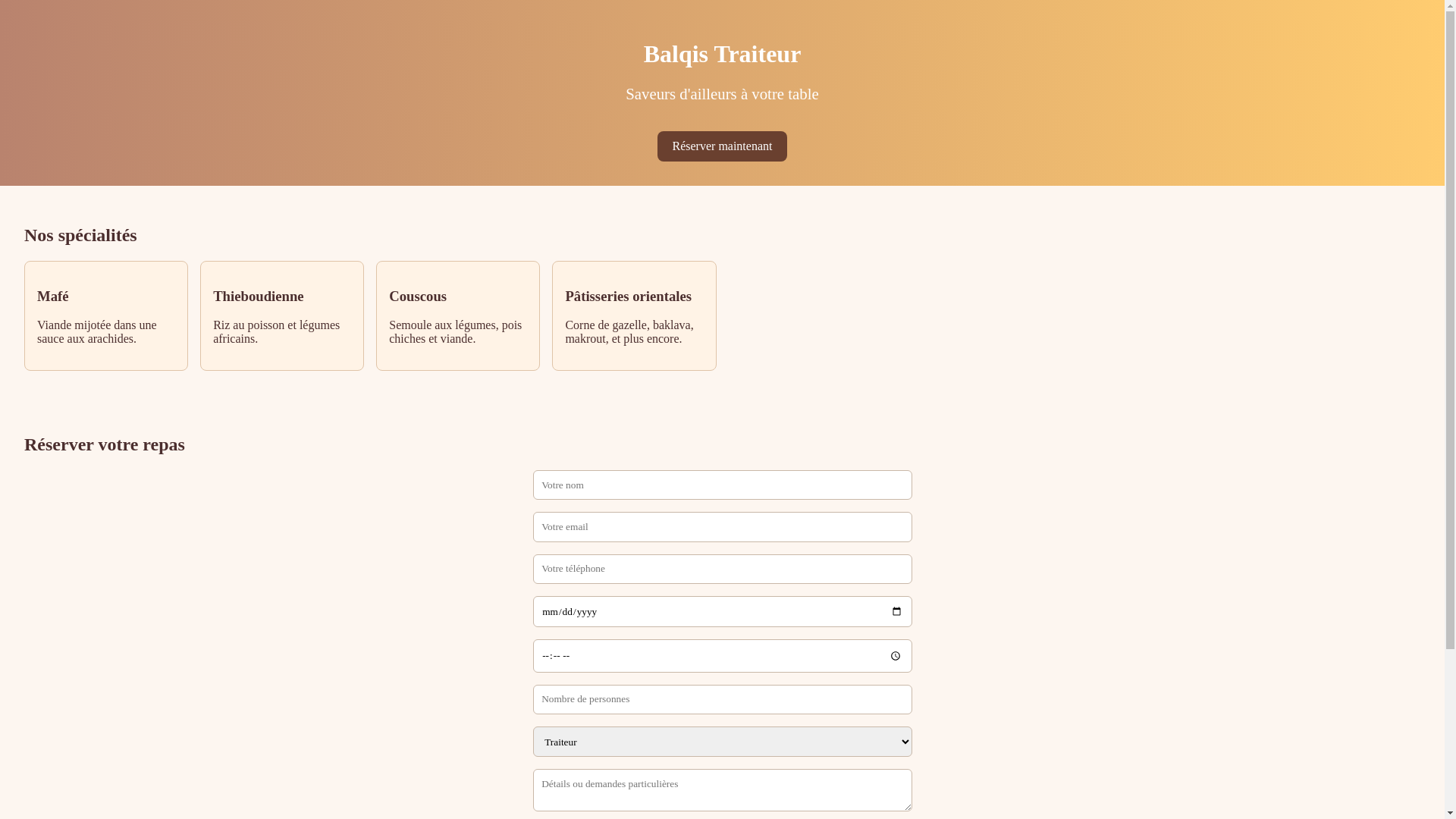 website screenshot of https://balqis-traiteur.com/