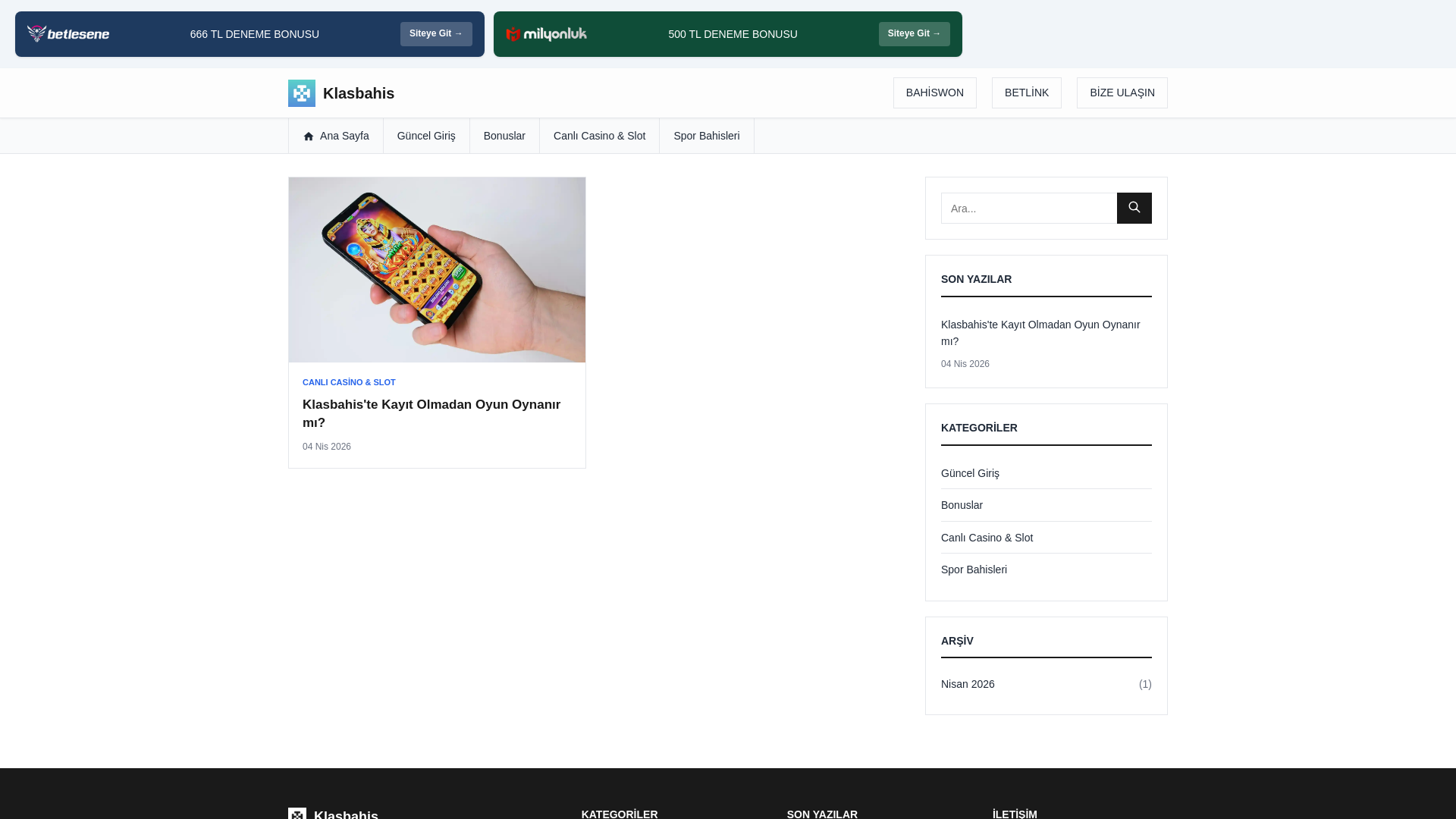 website screenshot of https://klasbahisguncelgiris.site/