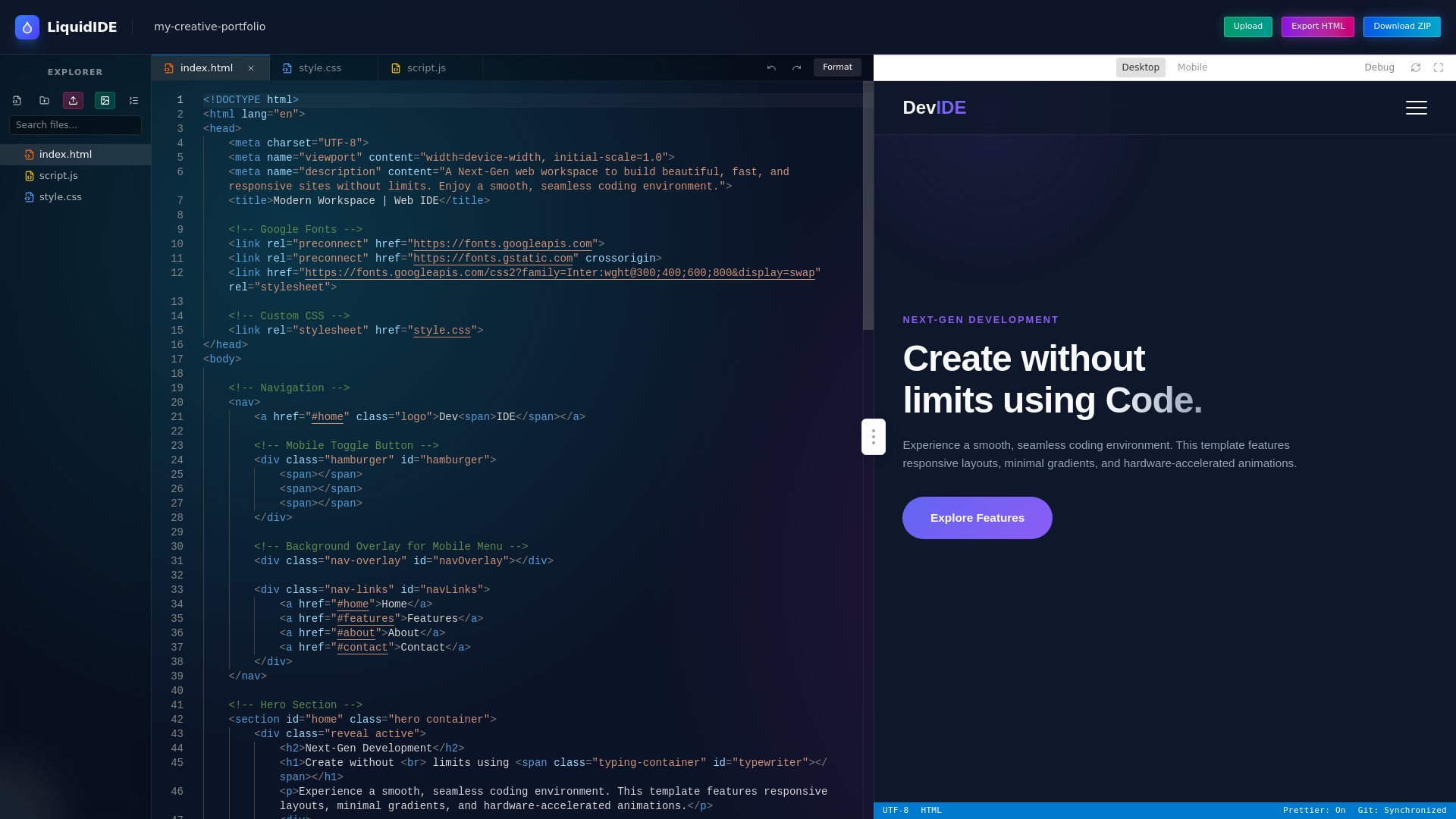 website screenshot of https://liquidide.pages.dev/
