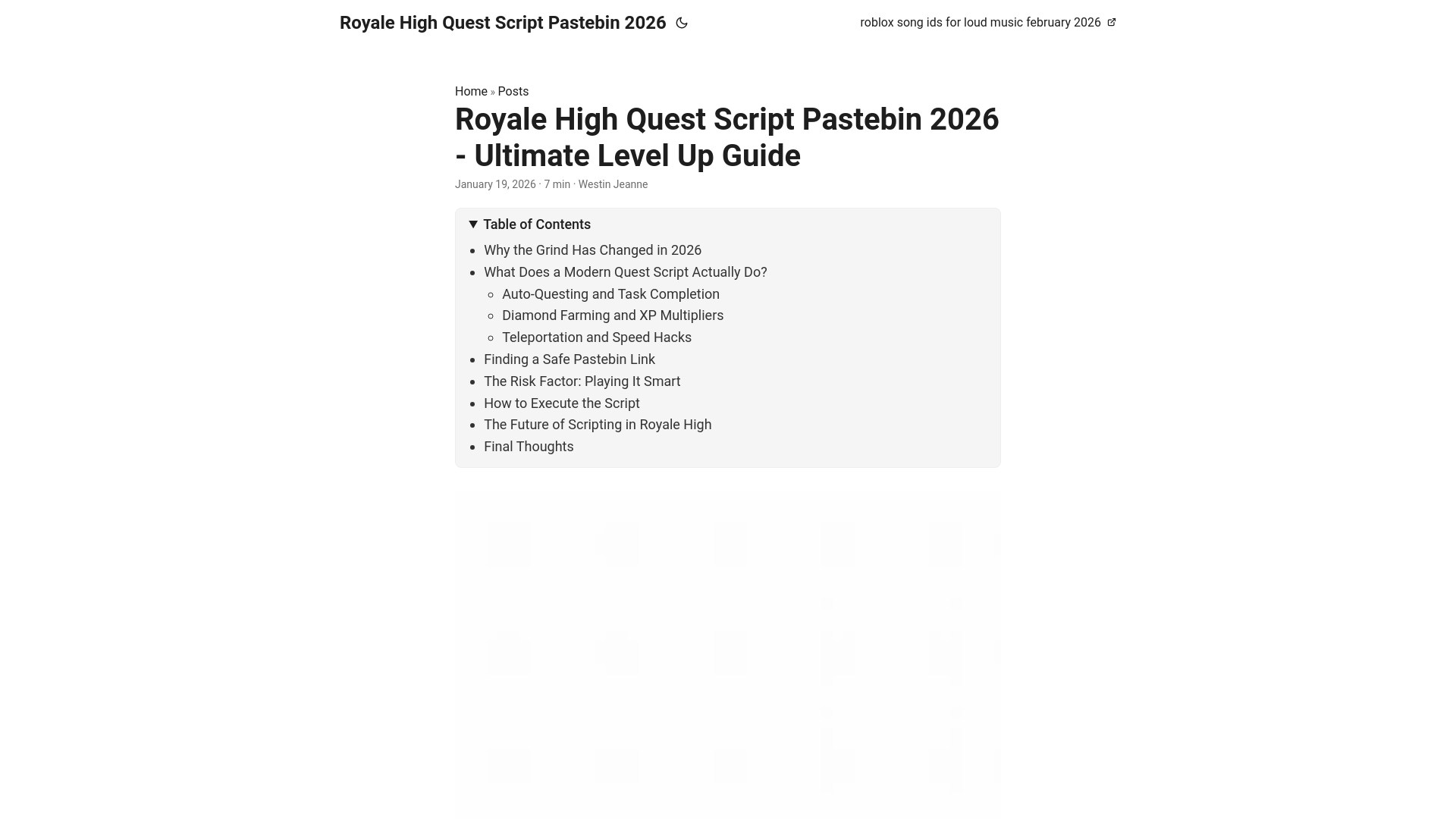 website screenshot of https://royalehighquestscriptpastebin2026.pages.dev/