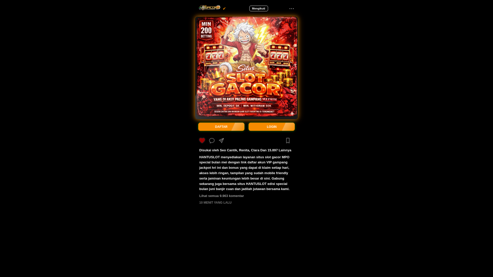 website screenshot of https://hantuslot-site.pages.dev/