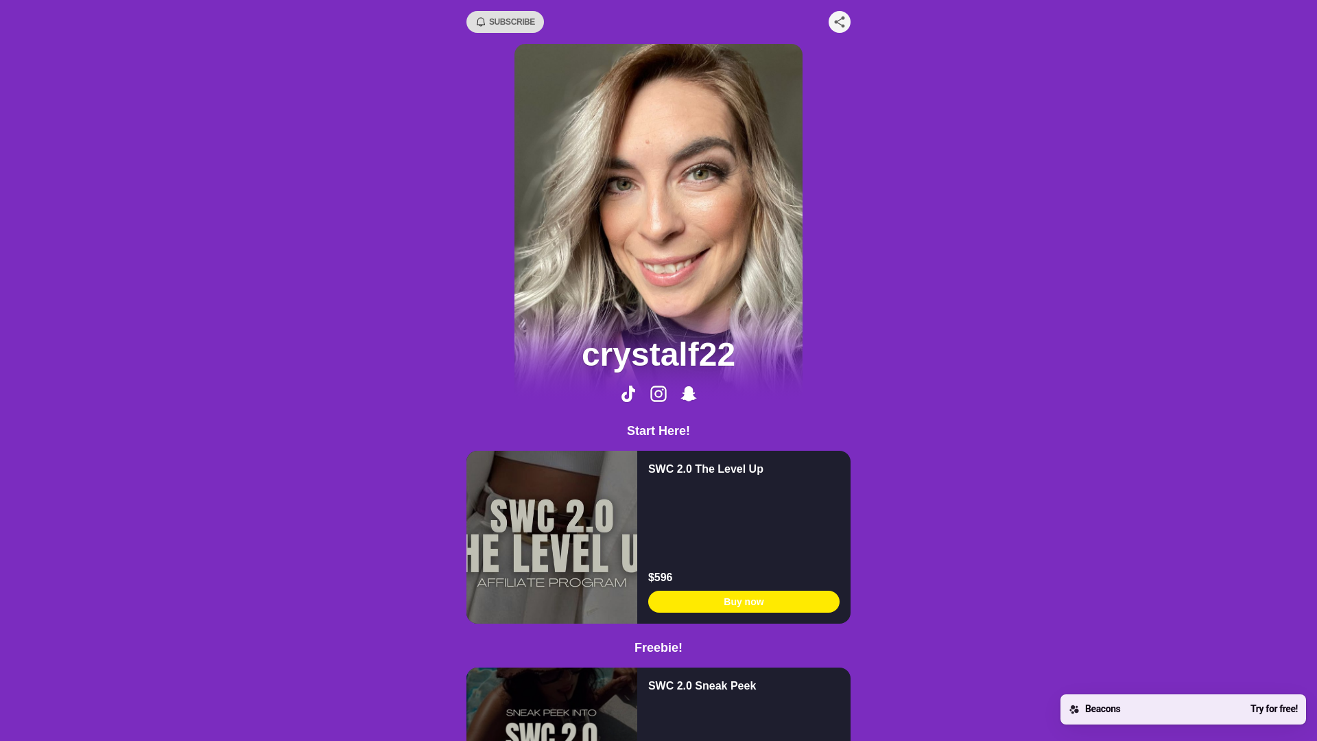 website screenshot of https://crystalf22.com/