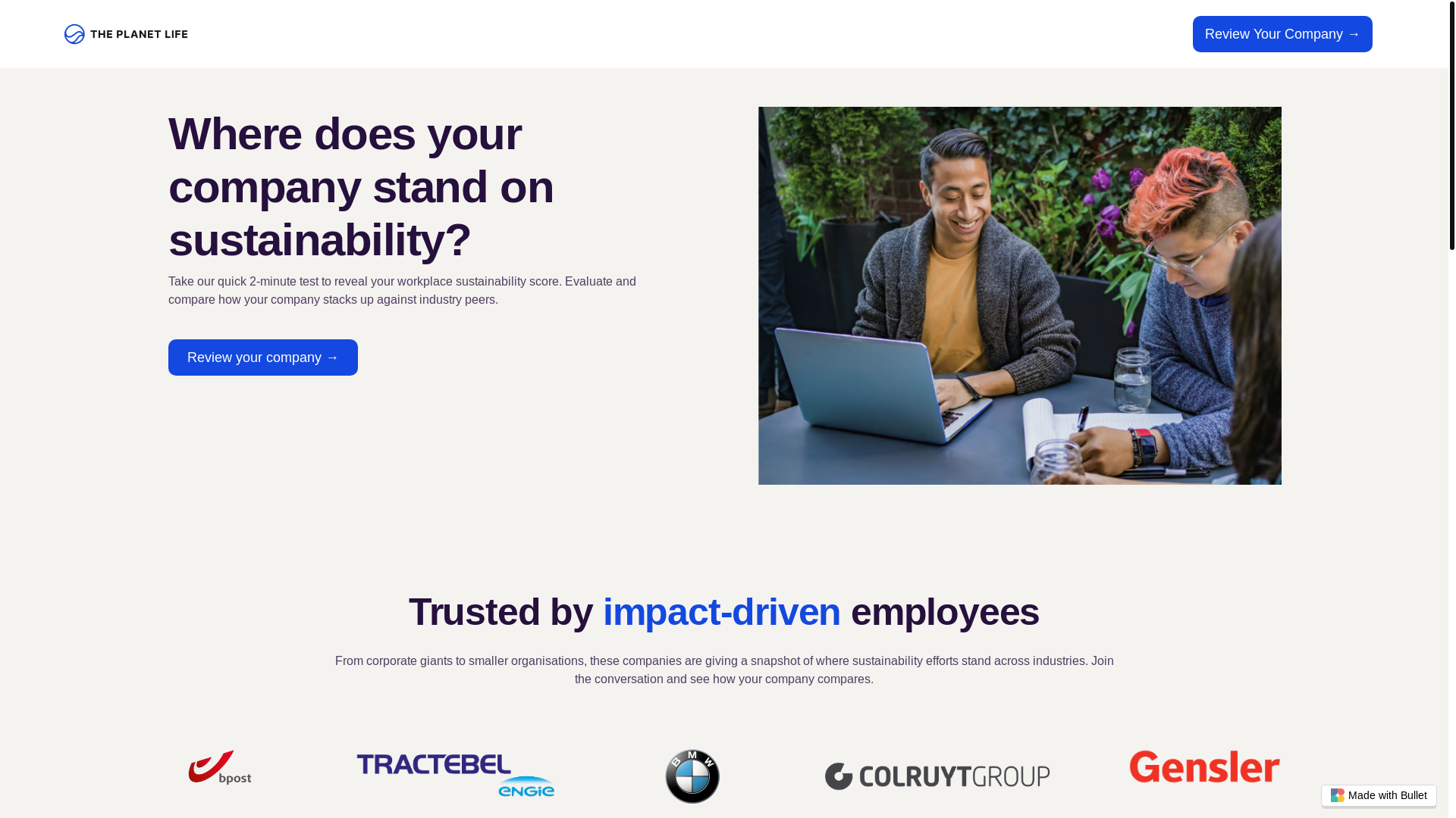 website screenshot of https://rateyourcompany-bullet.pages.dev/