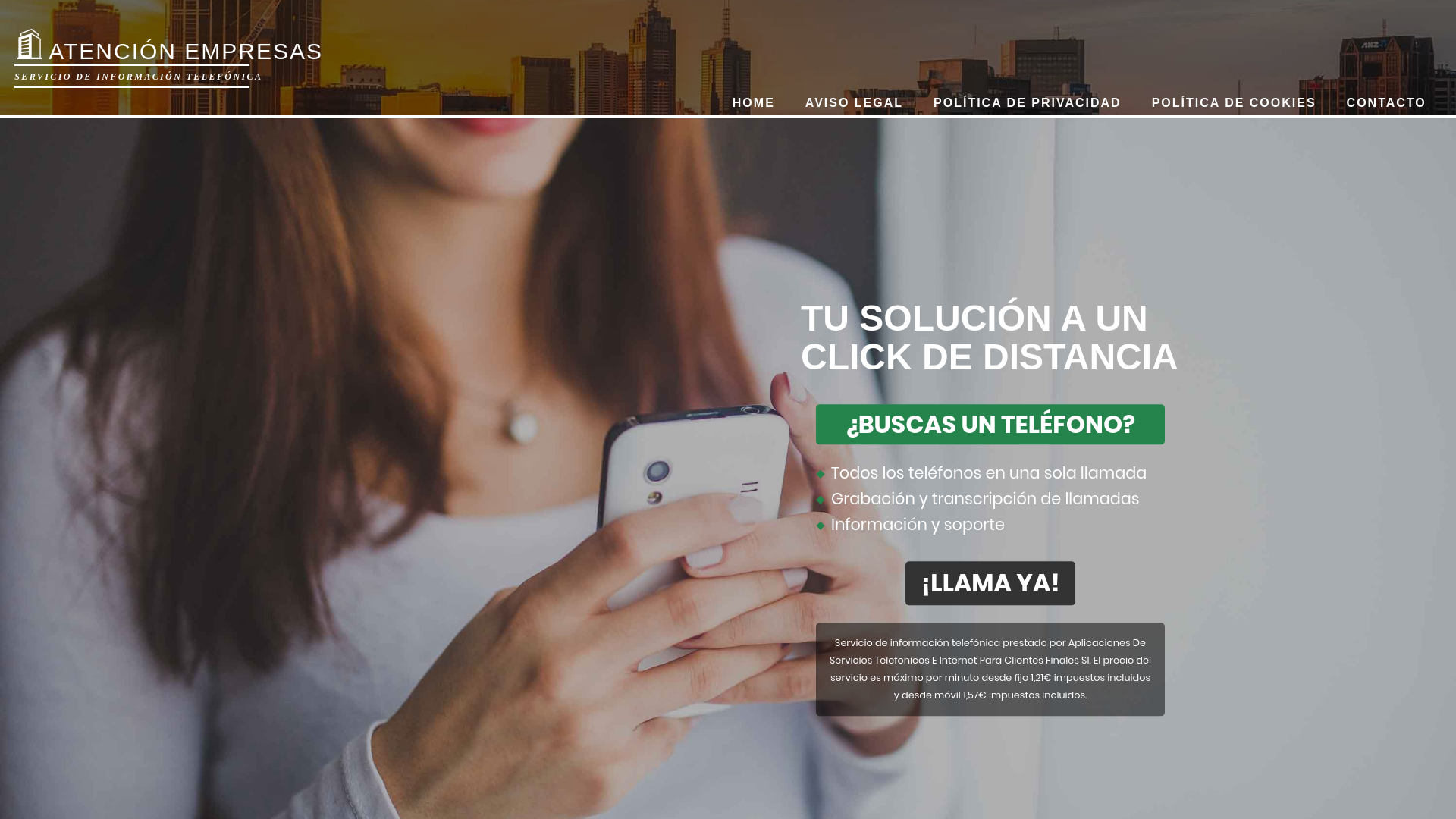 website screenshot of https://empresa-telefono.com