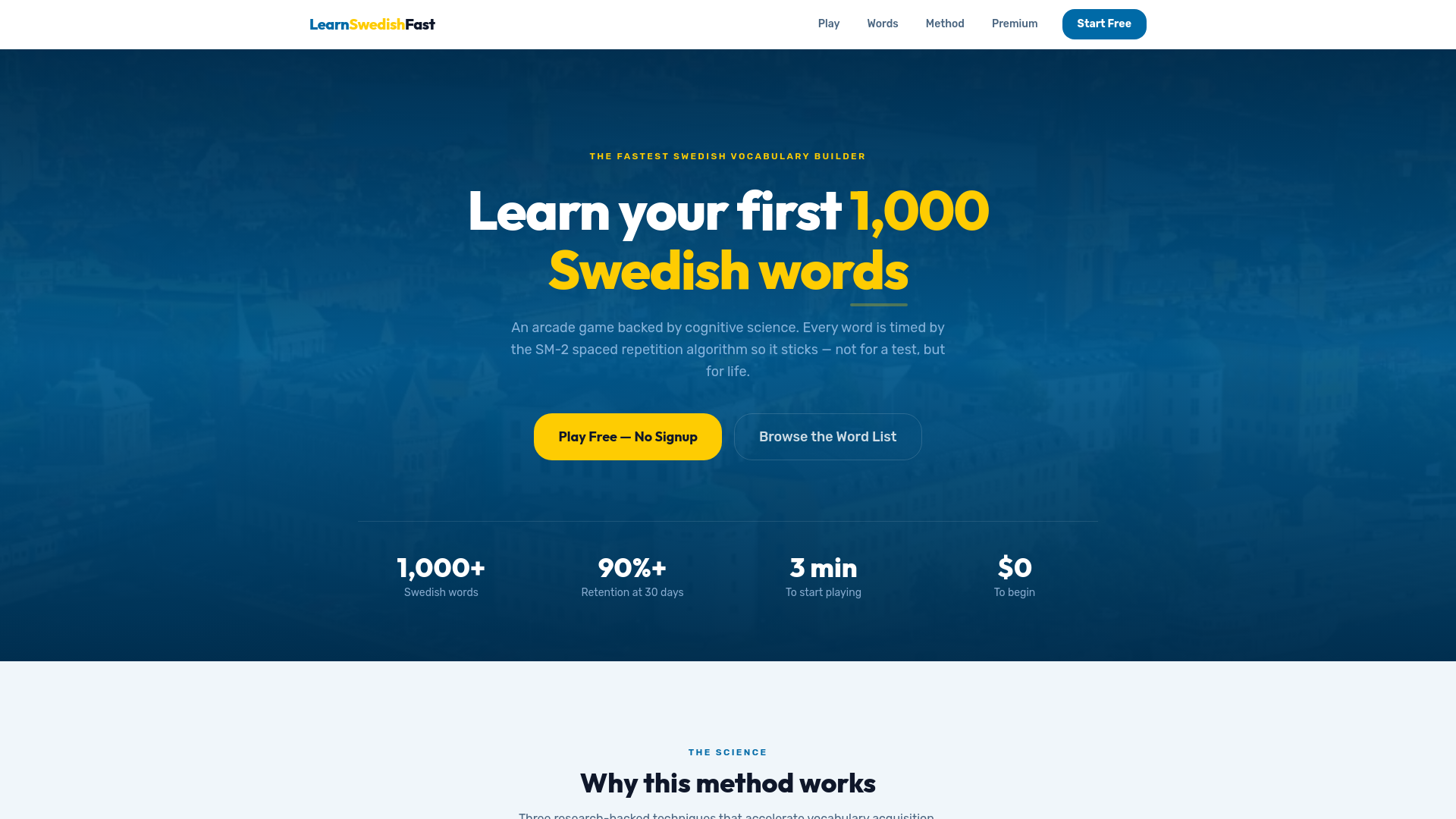 website screenshot of https://learnswedishfast.com/