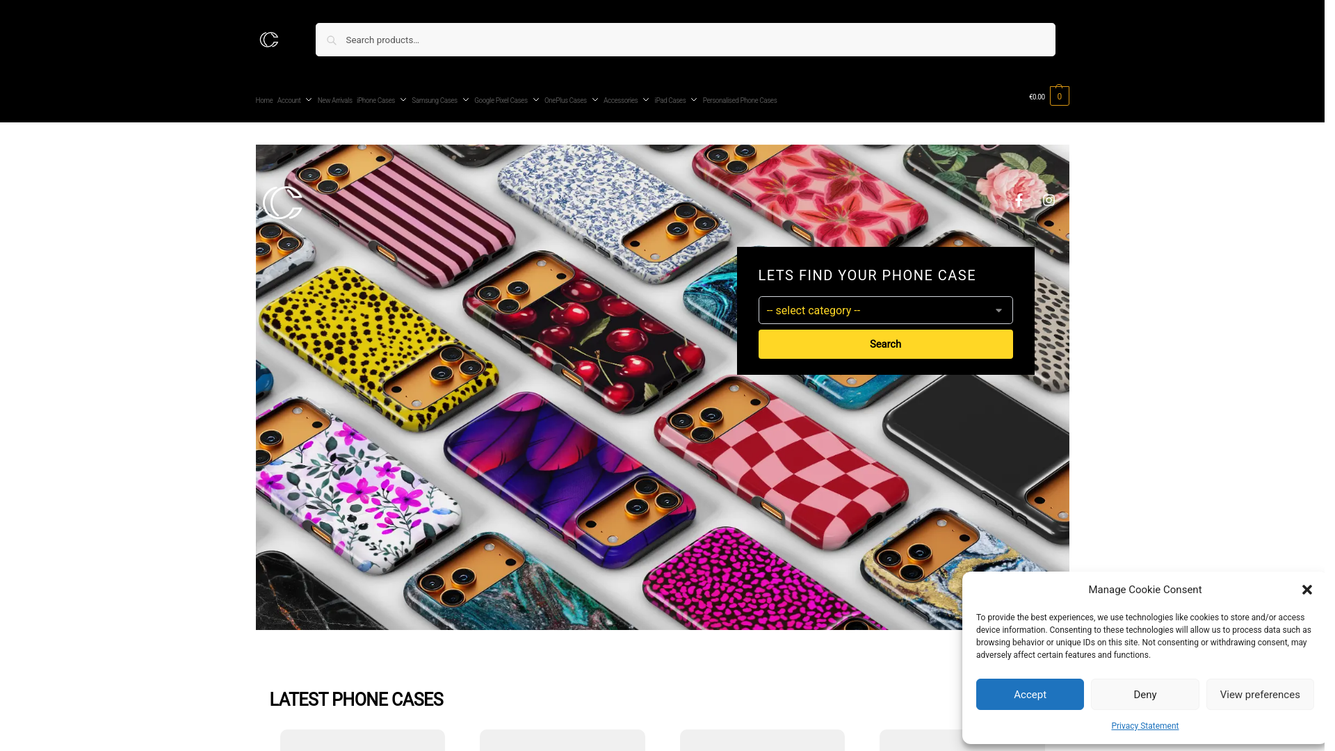 website screenshot of https://caseface.ie/