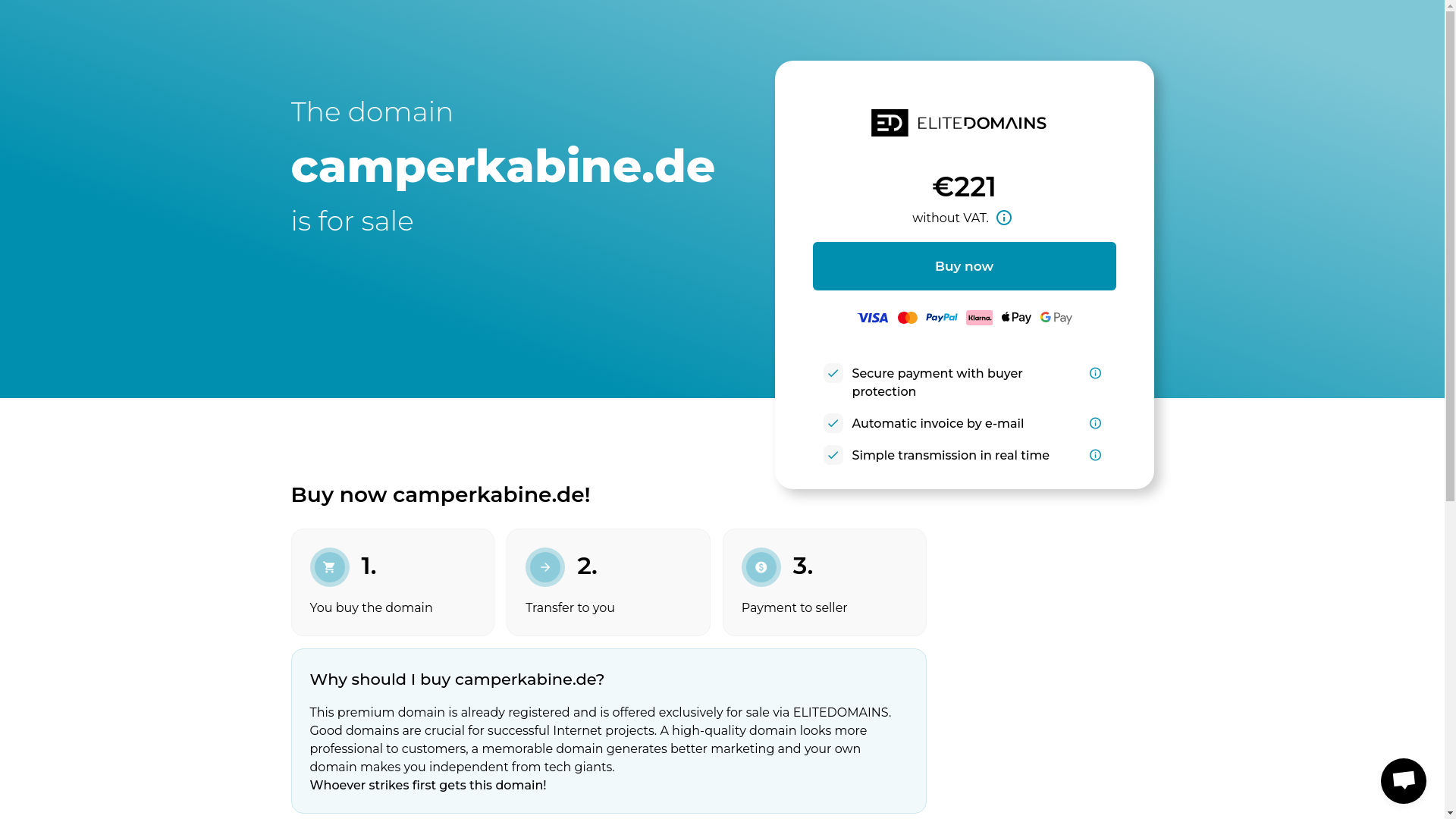 website screenshot of https://camperkabine.de/