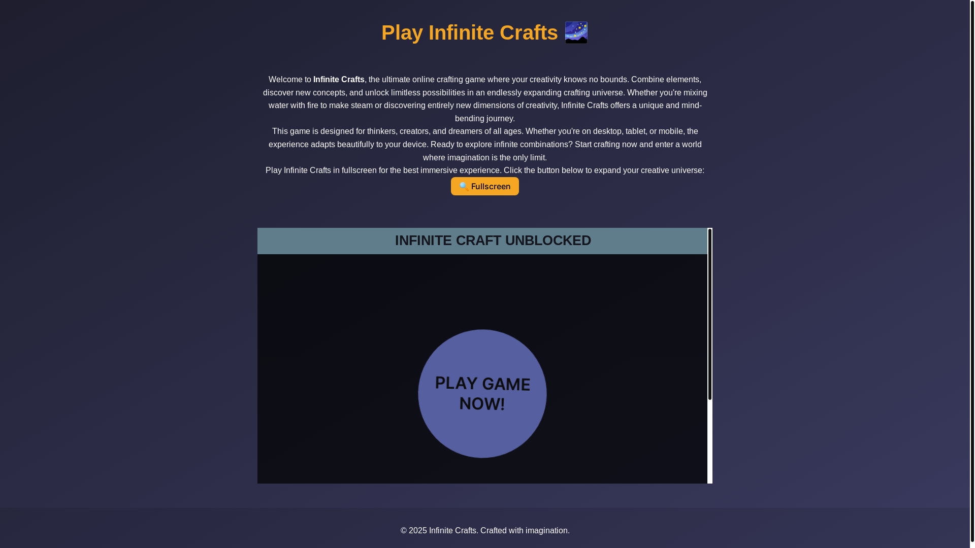 website screenshot of https://infinite-crafts.pages.dev/