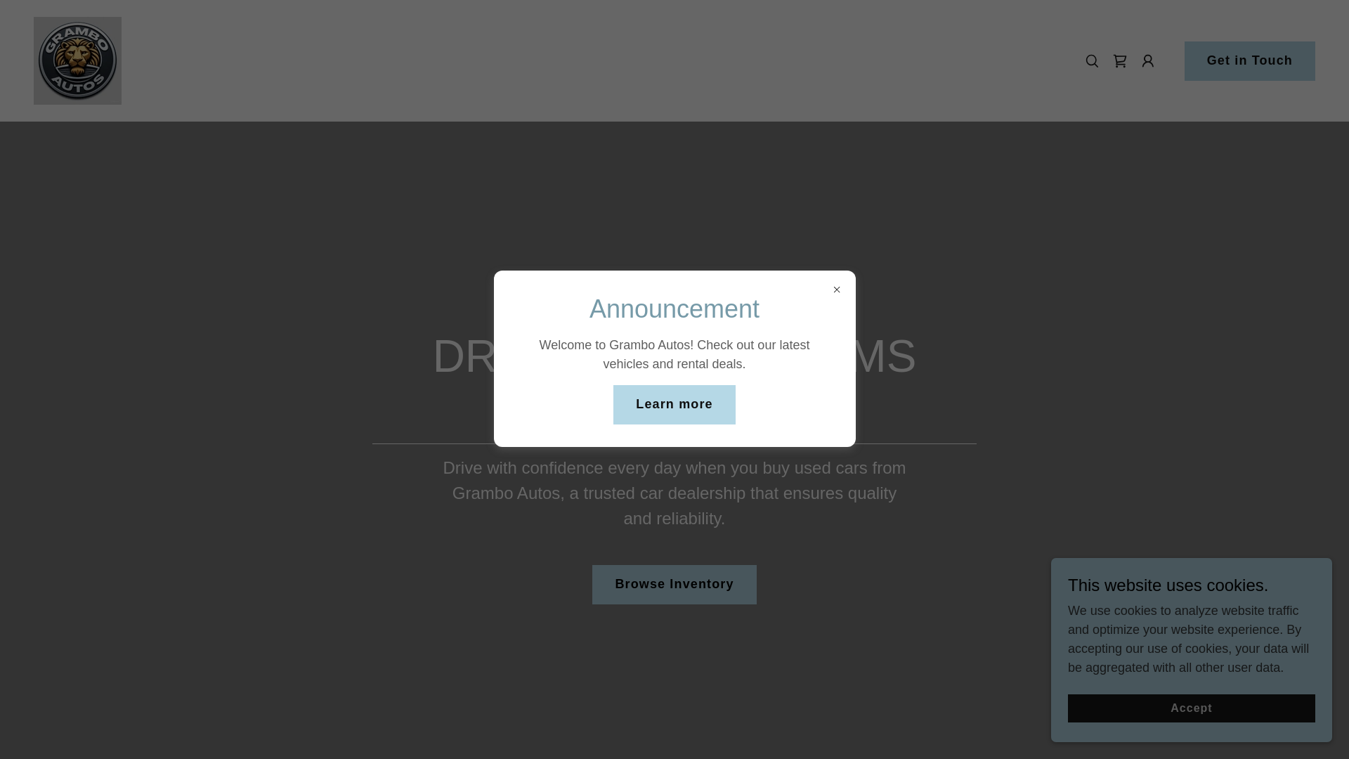 website screenshot of https://gramboautos.com