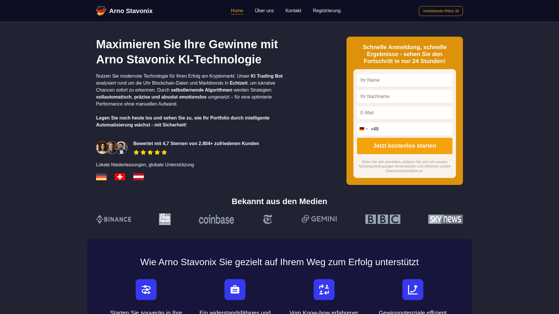 website screenshot of https://arnostavonixia.de/