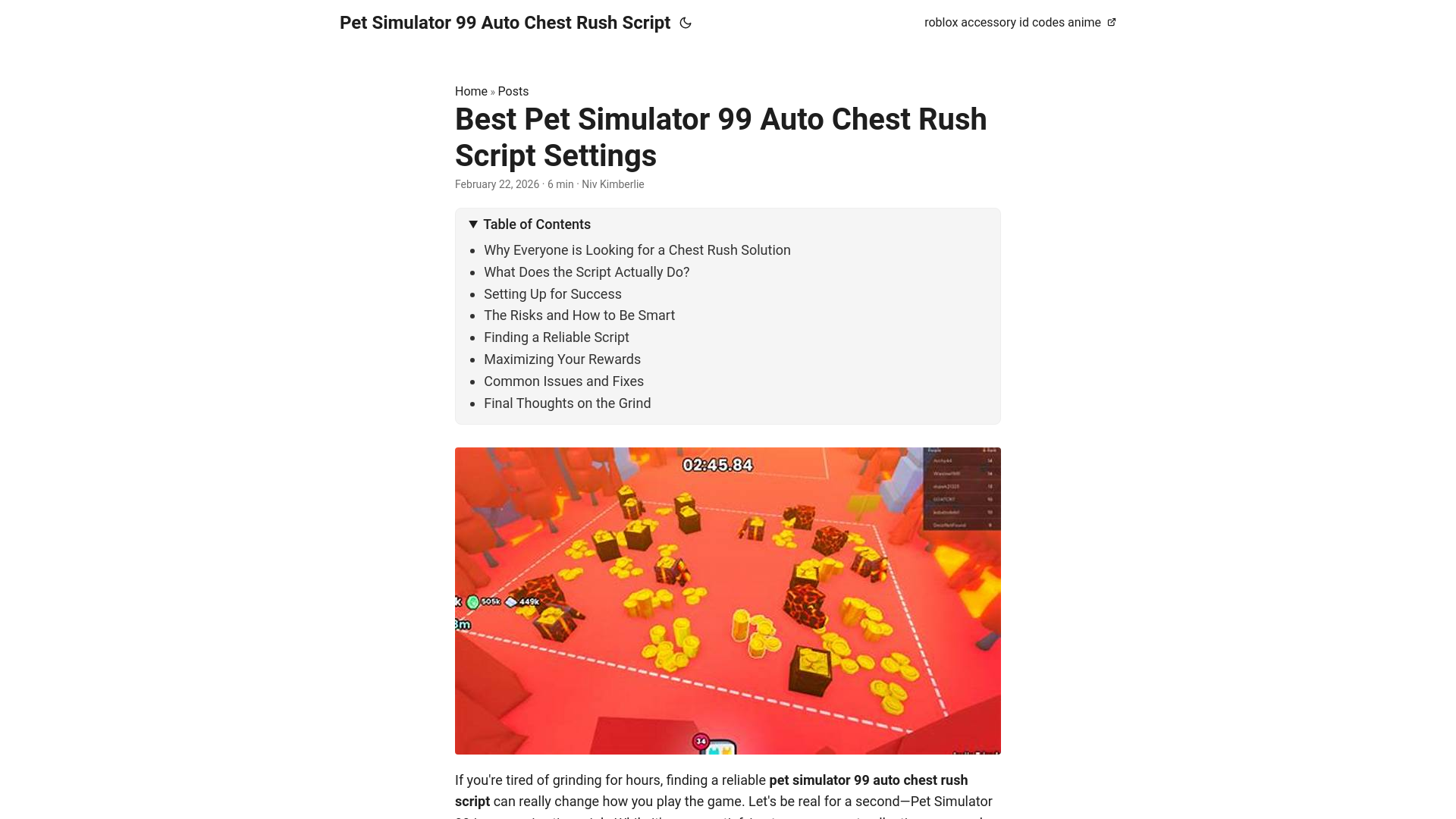 website screenshot of https://pet-simulator-99-auto-chest-rush-script.pages.dev/